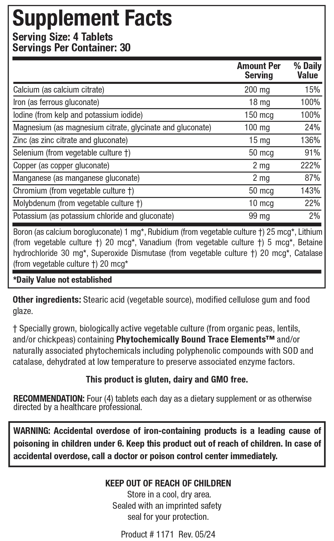 BIOTICS RESEARCH Multi-Mins Multimineral Supplement side view