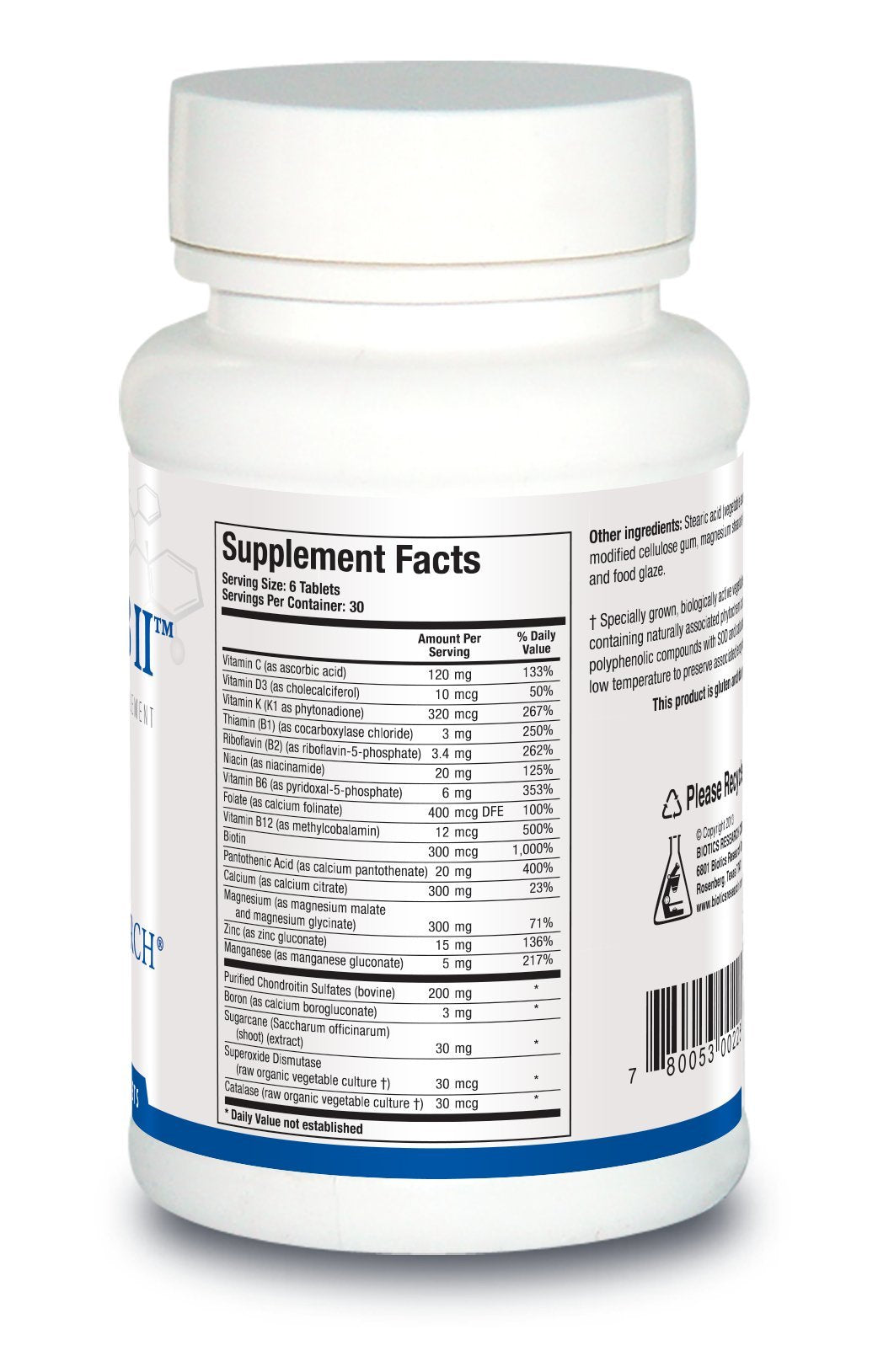 BIOTICS RESEARCH Osteo-B ll supplement side view