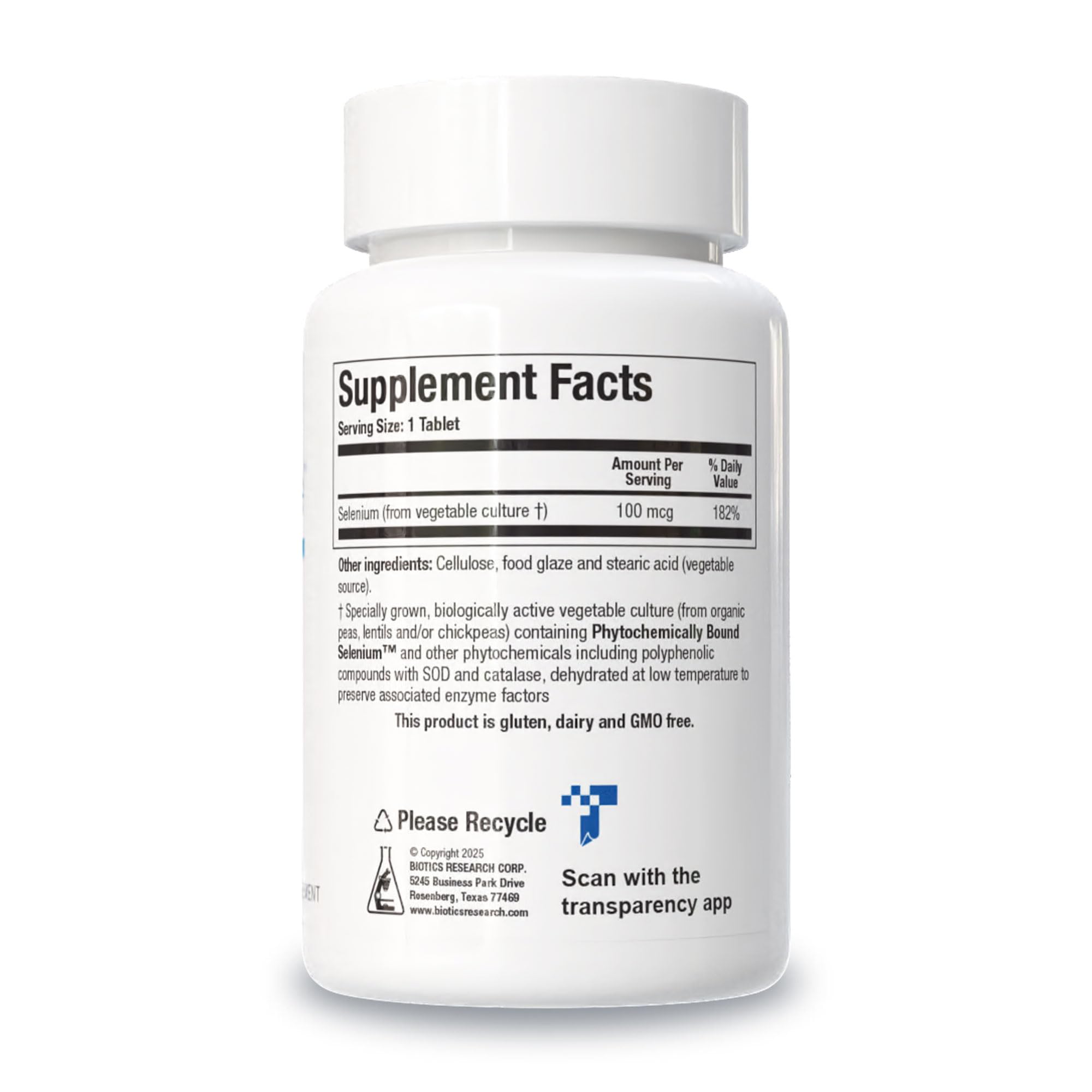 BIOTICS RESEARCH Selenium Supplement bottle with label