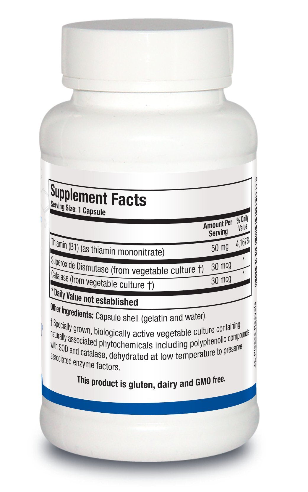 BIOTICS RESEARCH Thiamin B1 Supplement 45g capsule bottle side view