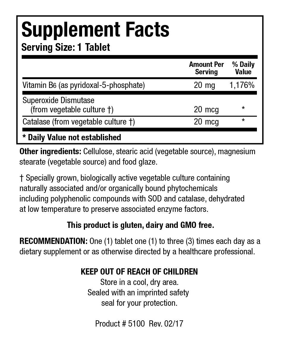 BIOTICS RESEARCH Vitamin B6 (Pyridoxal Phosphate) 100mg supplement side view