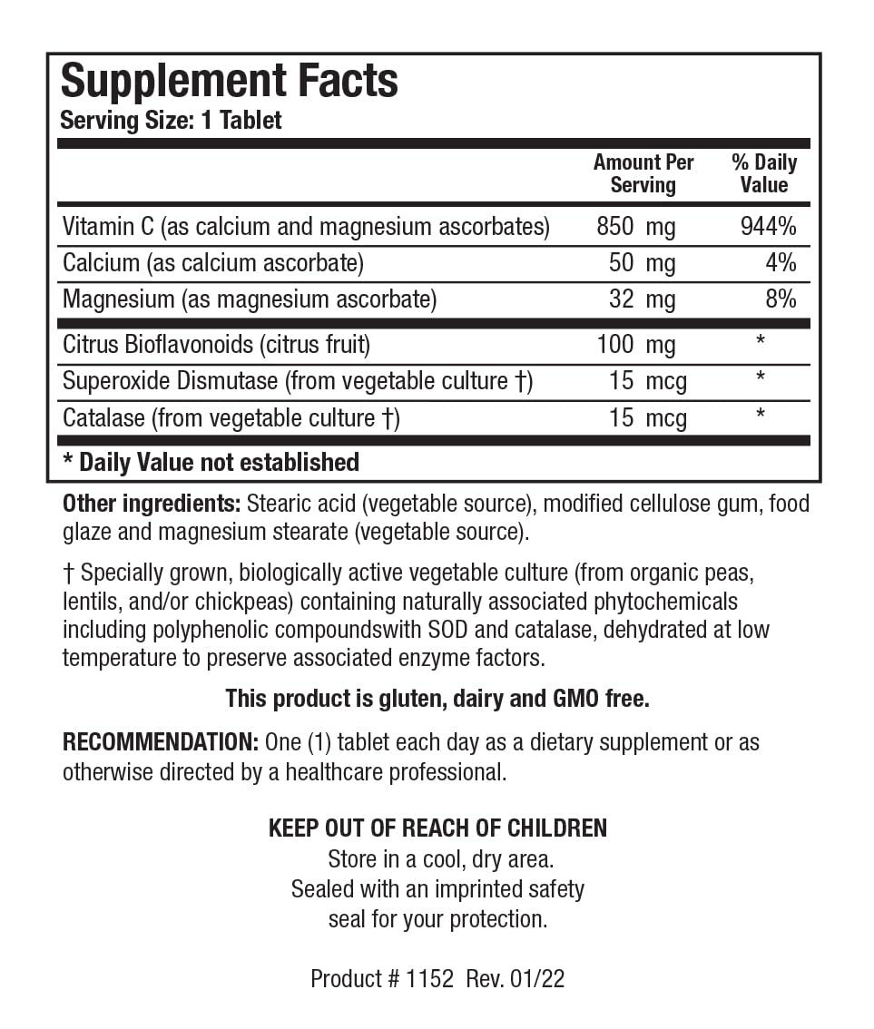 BIOTICS RESEARCH Vitamin C with Citrus Bioflavonoids side view