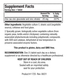 BIOTICS RESEARCH Zinc Supplement 60 Tablets side view