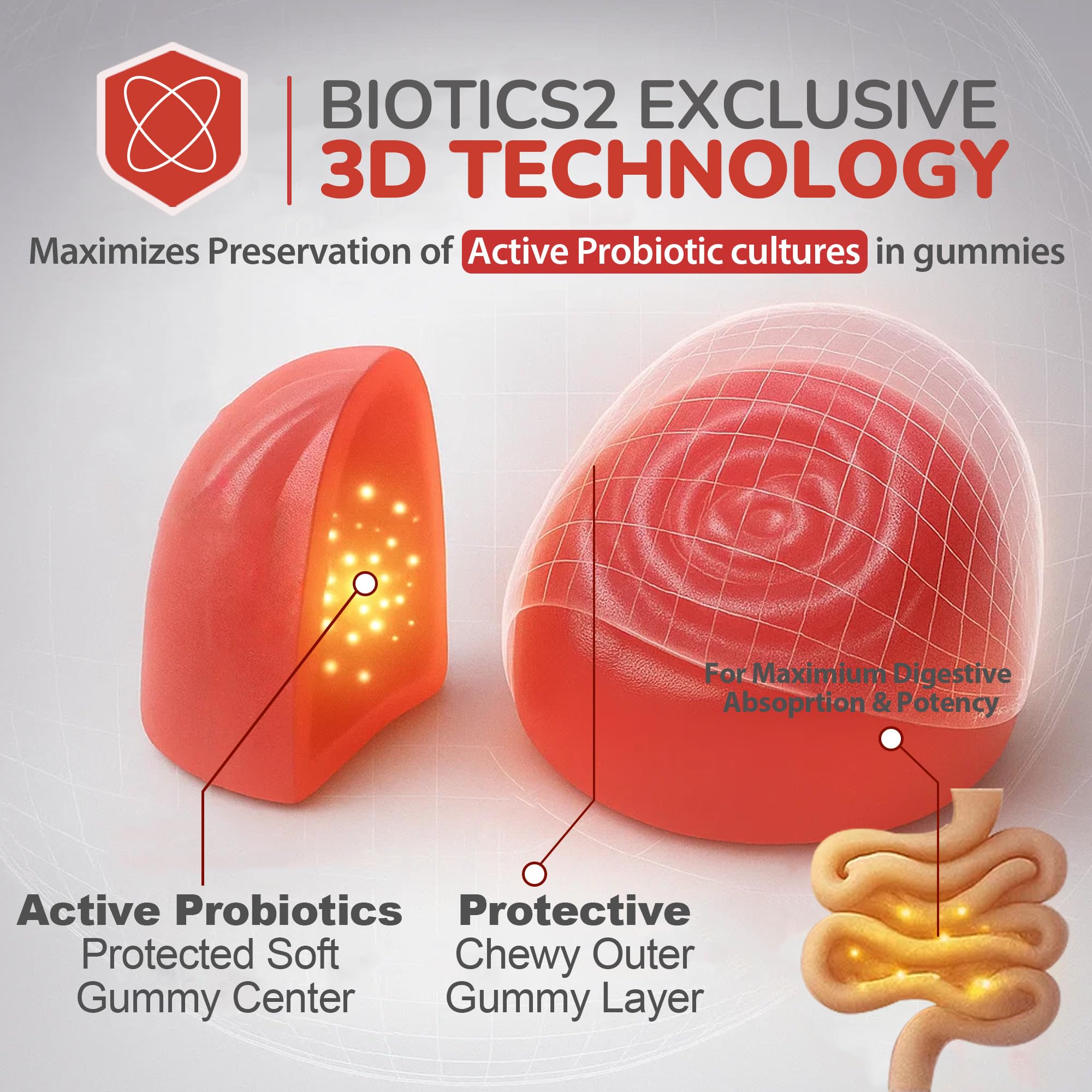 Biotics2 Flora 12 Probiotic Gummies showing strawberry flavour