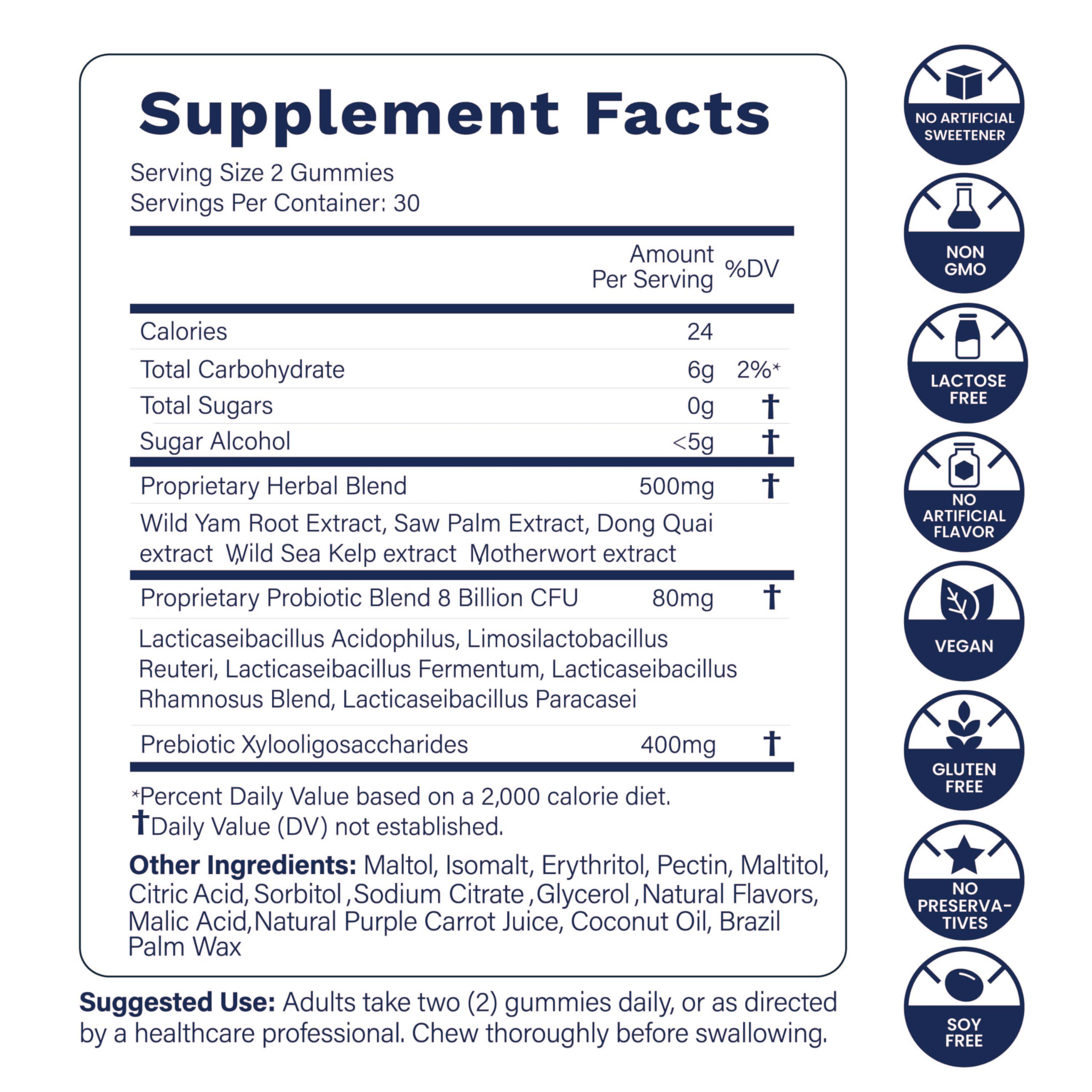Biotics2 Flora 12 Probiotic Gummies with herbal extracts