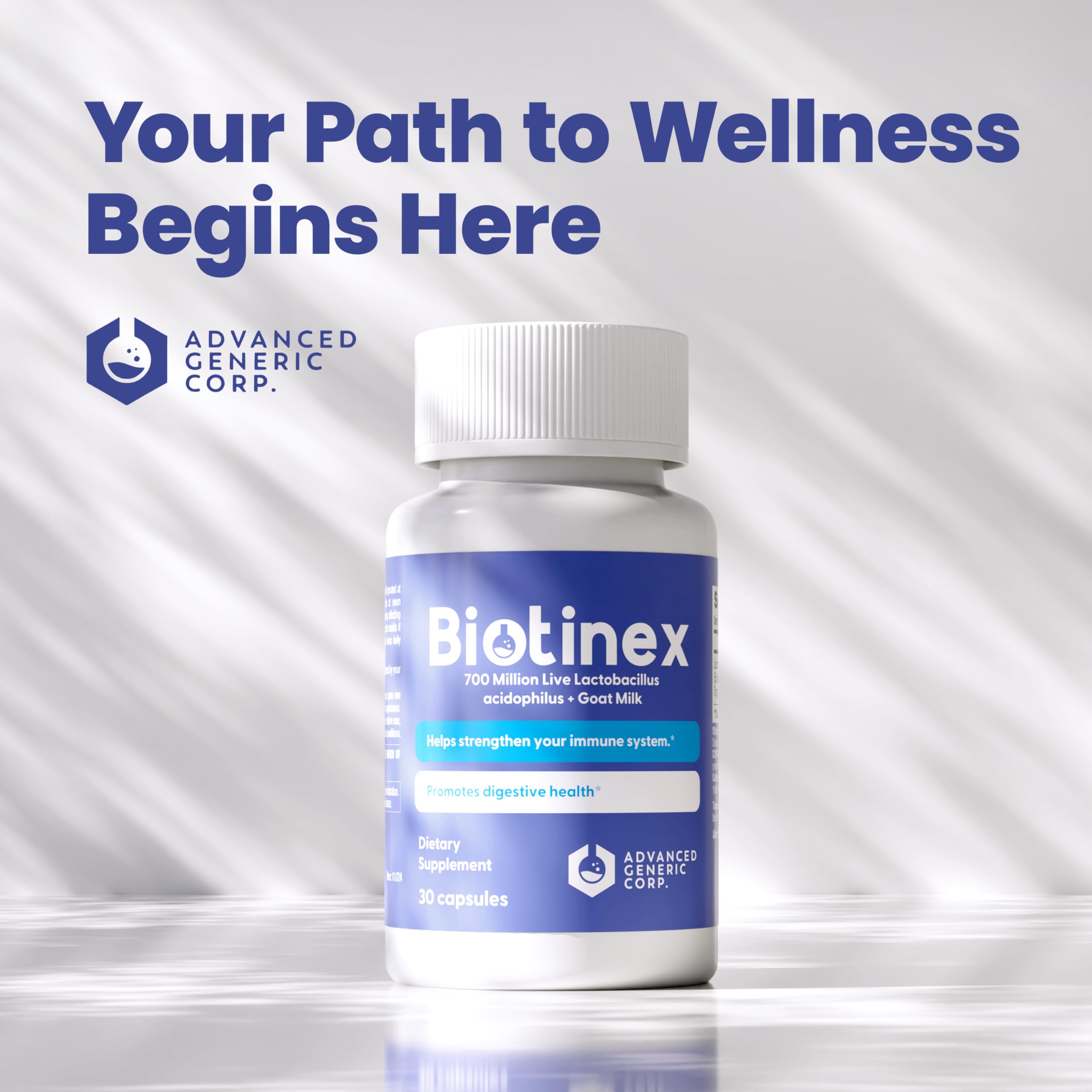 Biotinex Probiotic Acidophilus Capsules lifestyle scene on a kitchen counter