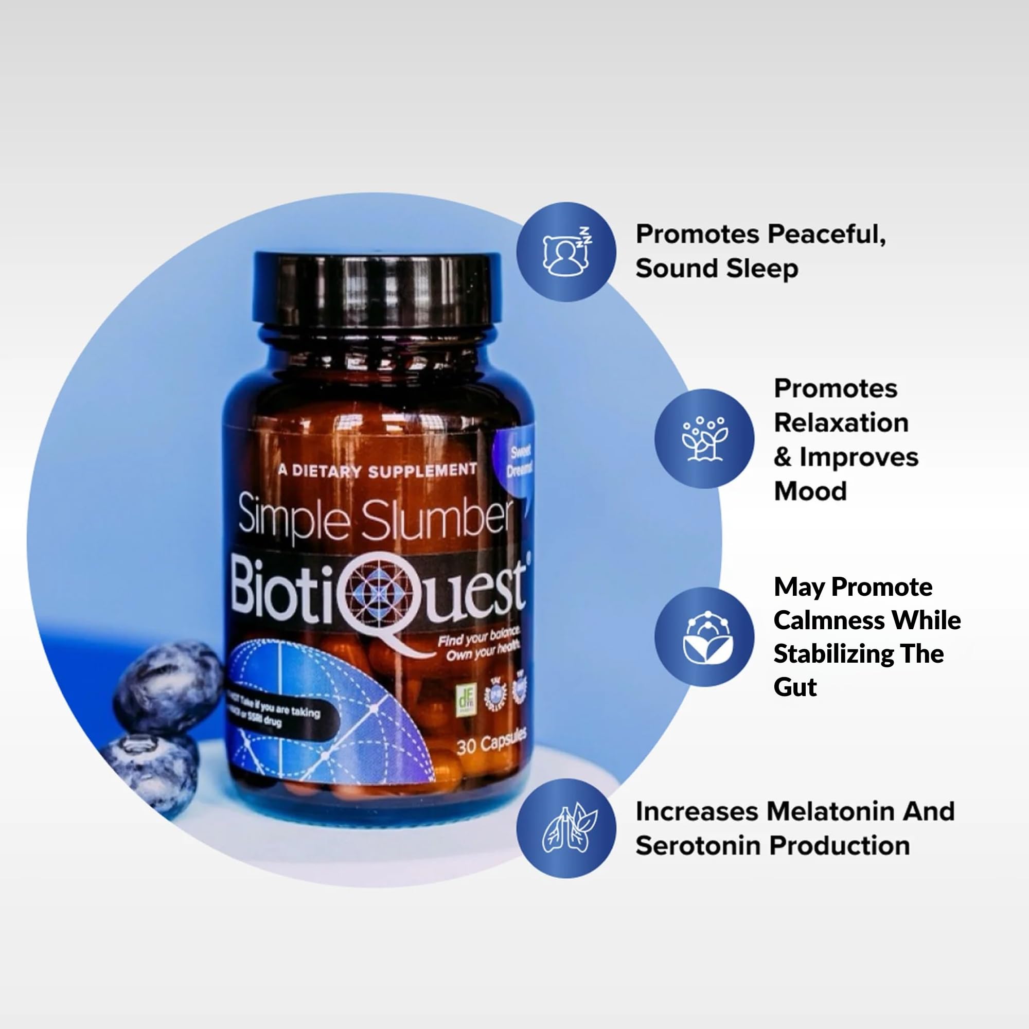 BiotiQuest Simple Slumber Probiotics packaging with product information