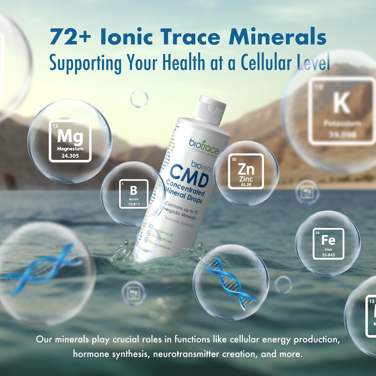 biotrace Trace Mineral Drops bottle with dropper