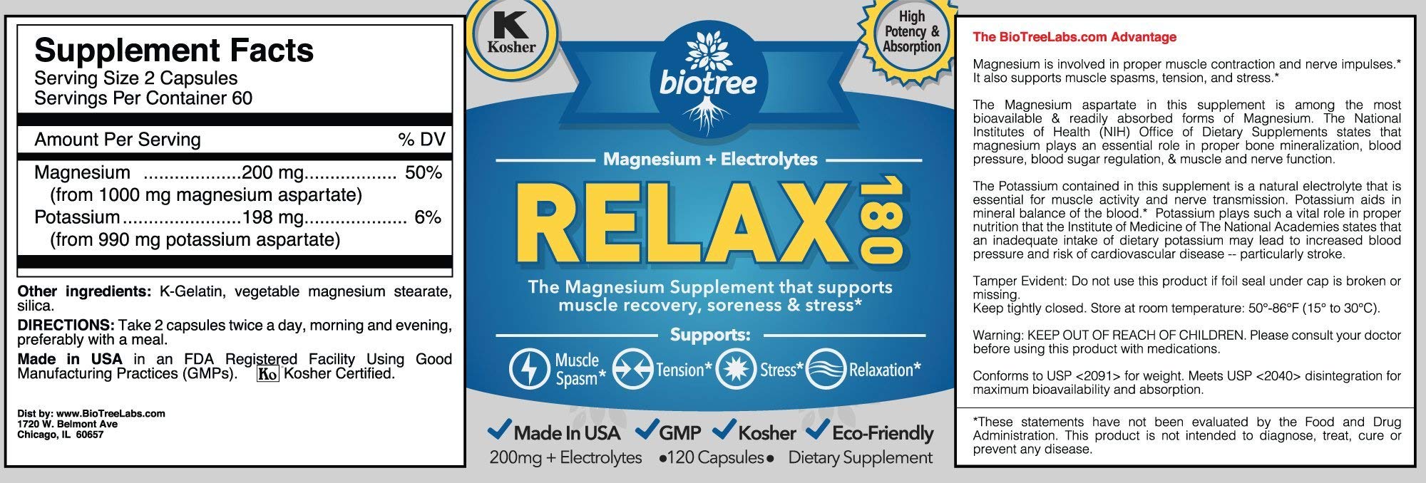 BioTree Labs Magnesium Supplement ingredients close-up