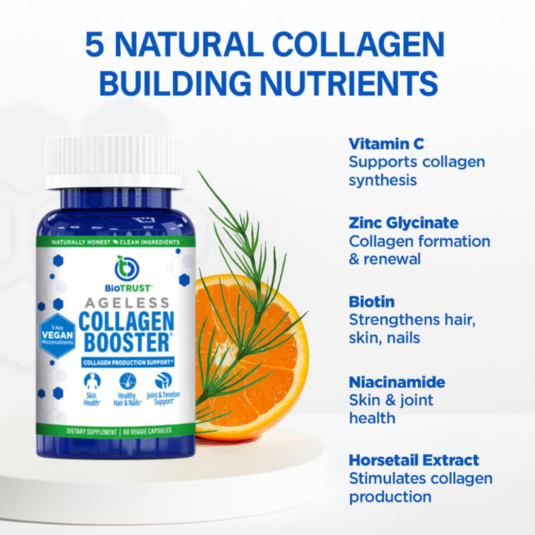 BioTrust Ageless Collagen support 82g with ingredients list