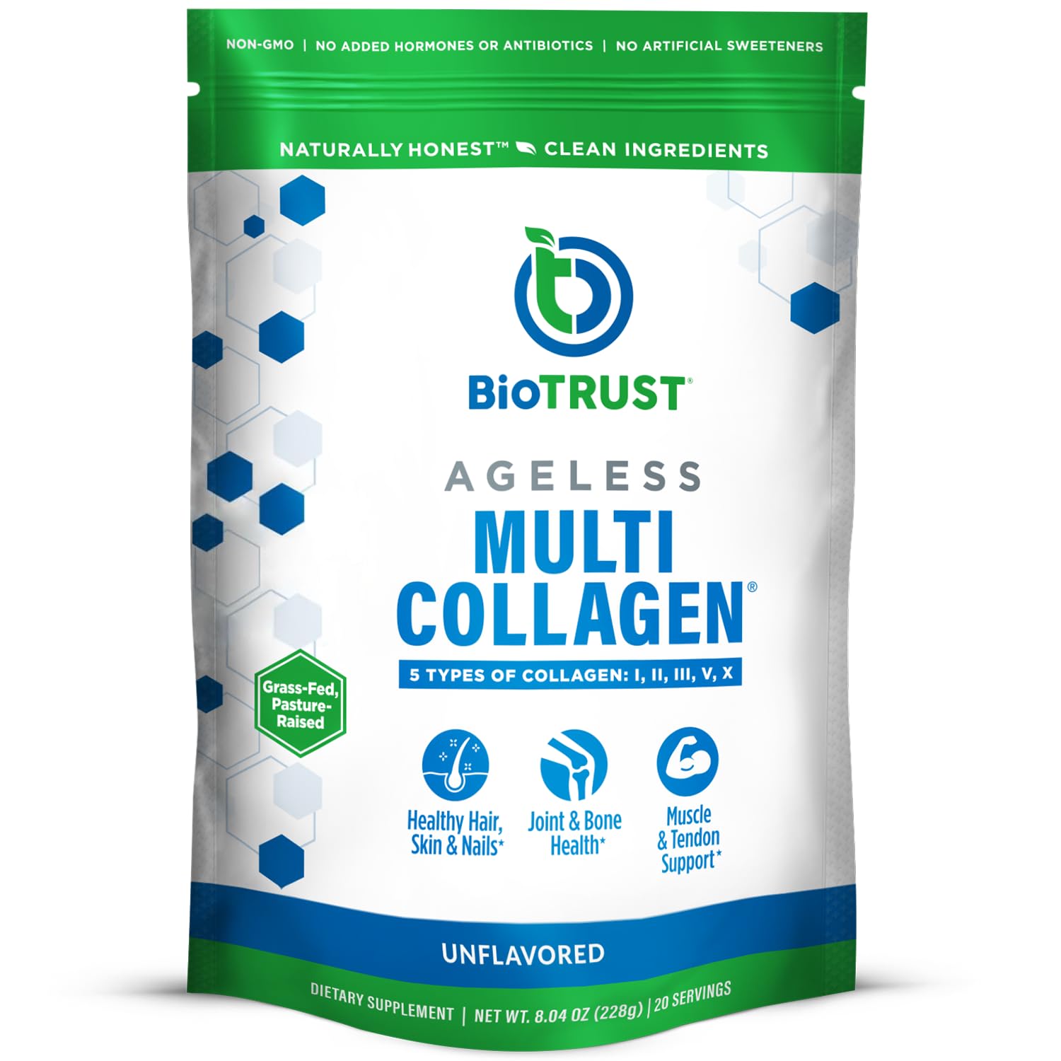 BioTrust Ageless Multi Collagen Powder 260g front view