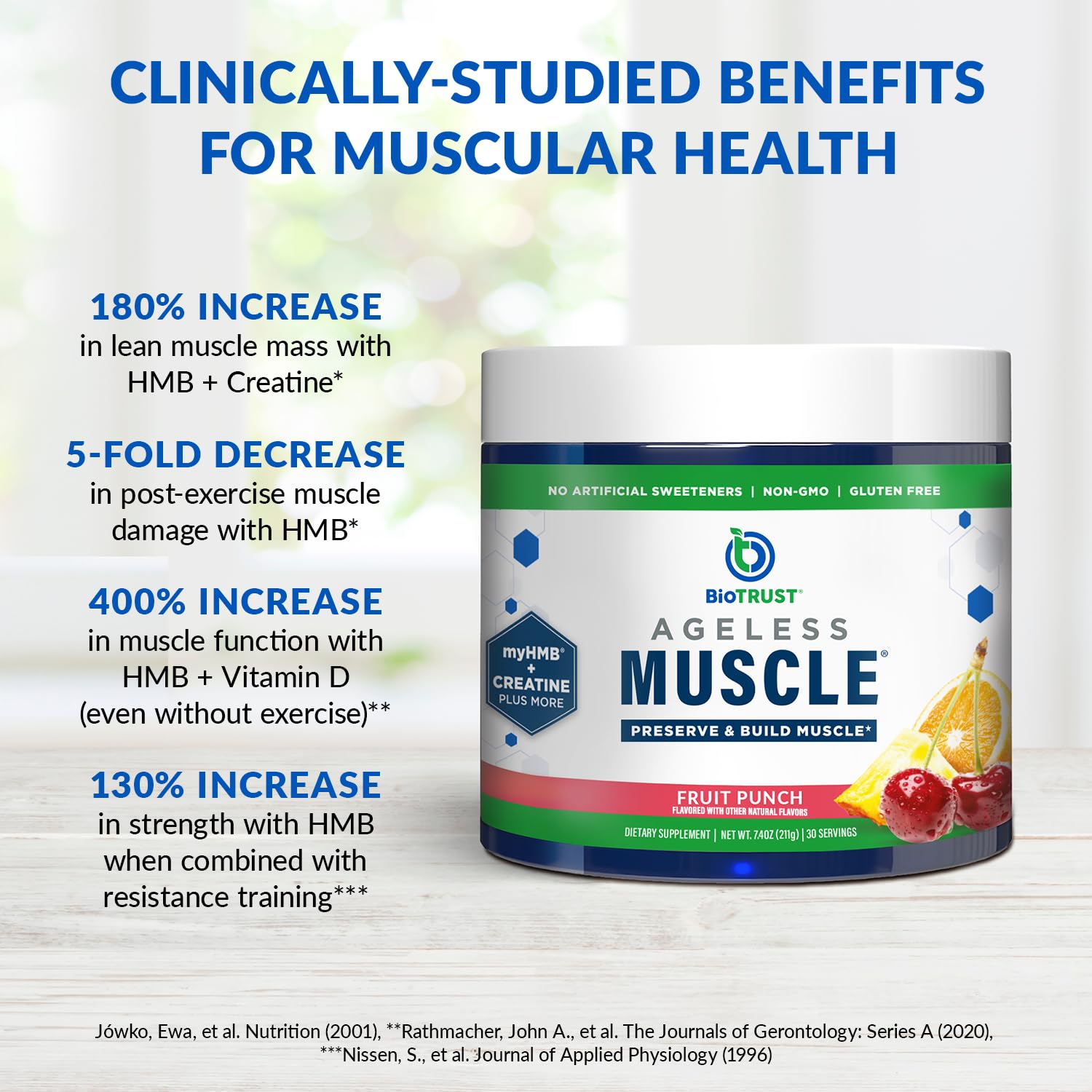 BioTrust Ageless Muscle Creatine HMB Powder 210g ingredients list
