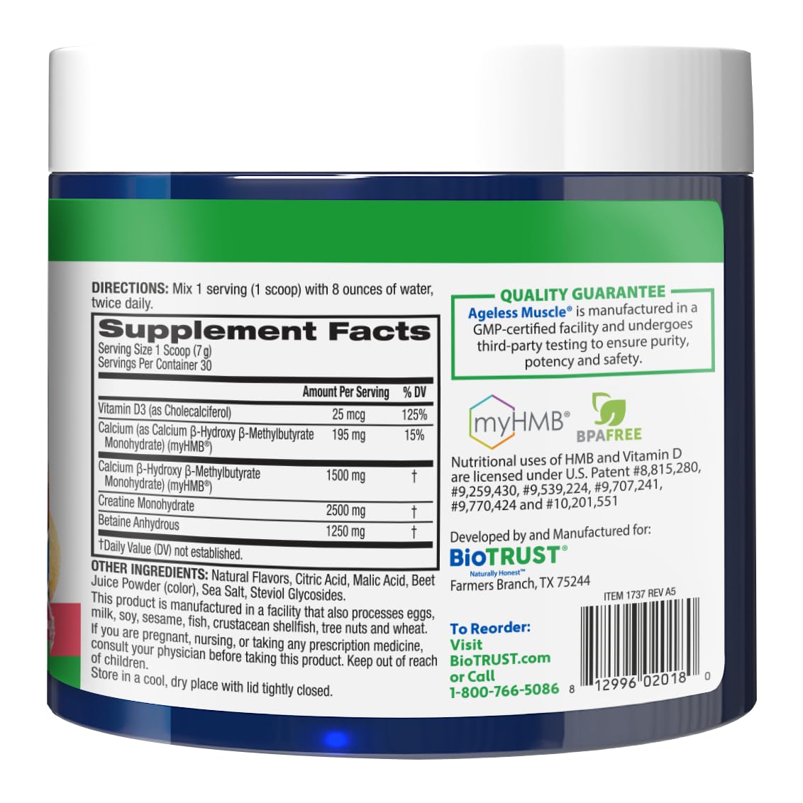 BioTrust Ageless Muscle Creatine HMB Powder 210g lifestyle scene