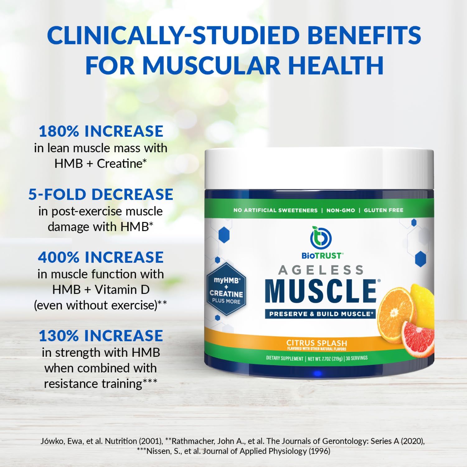 BioTrust Ageless Muscle Creatine HMB Powder Citrus Splash flavour