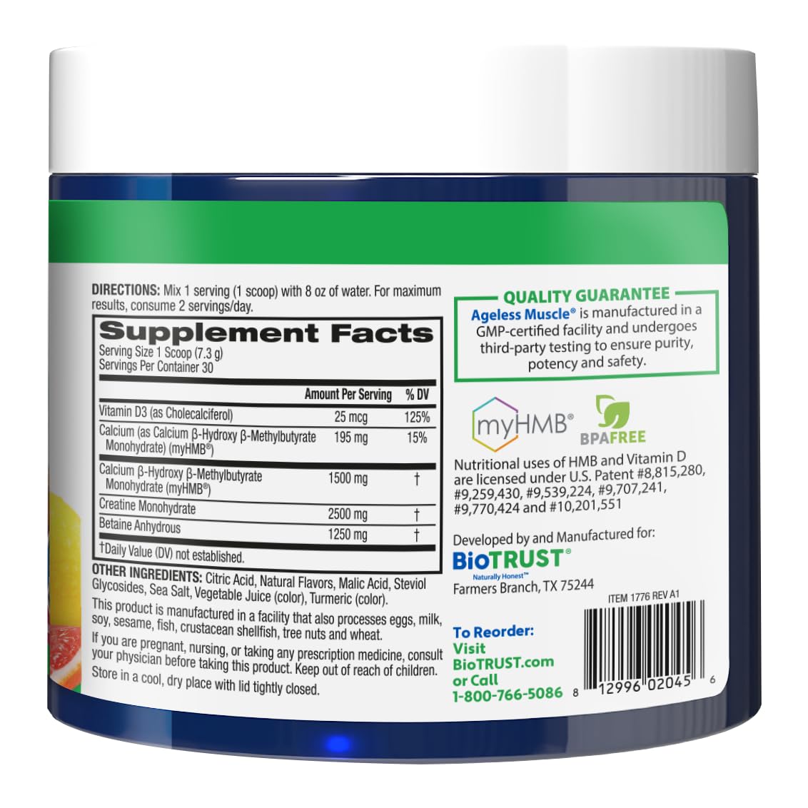 BioTrust Ageless Muscle Creatine HMB Powder usage instructions