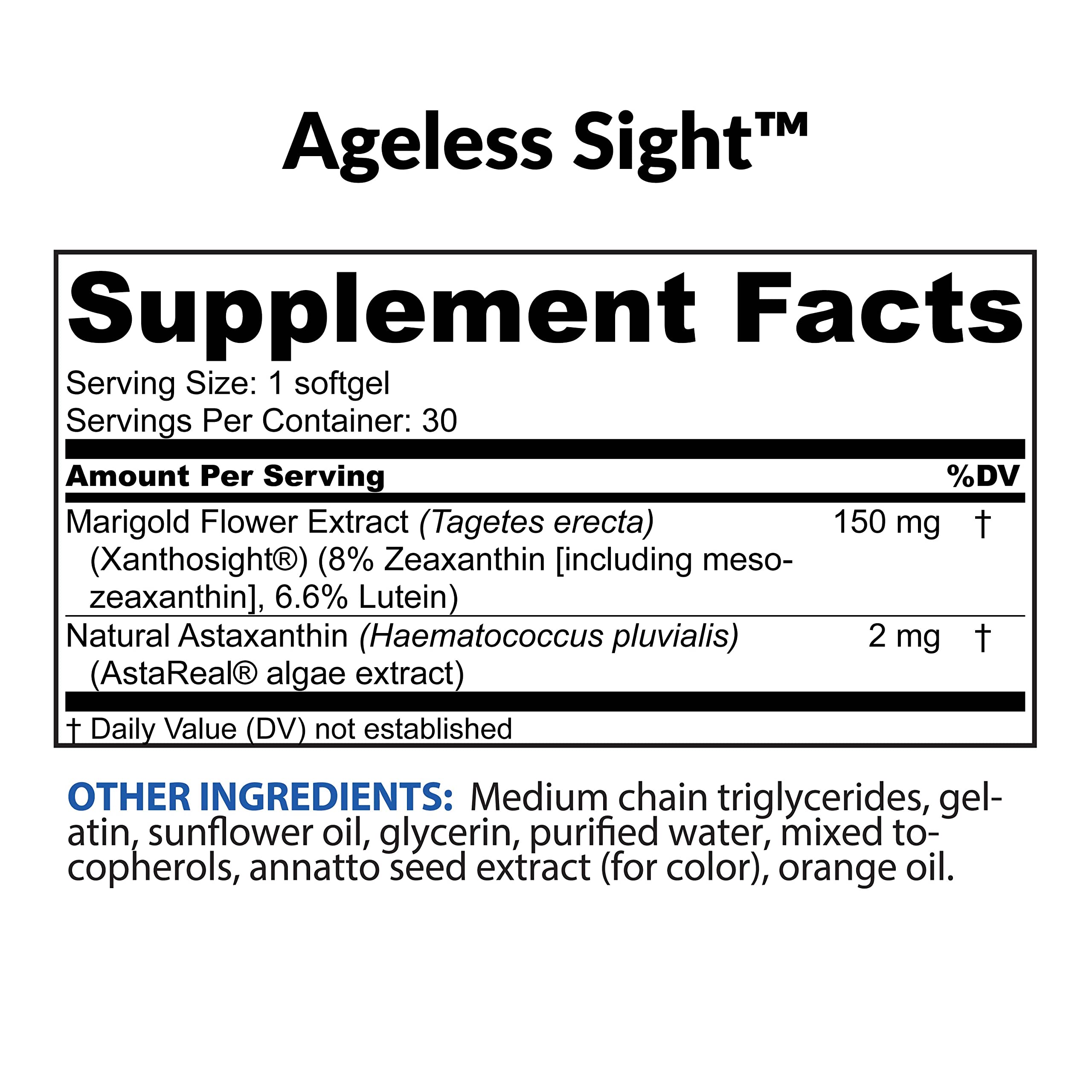 BioTrust Ageless Sight Lutein Supplement capsule close-up