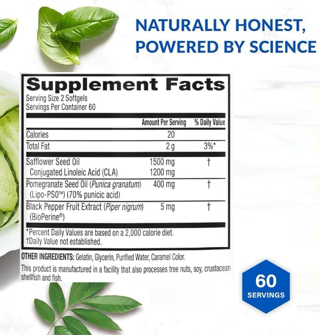 BioTrust CLA Supplement 86g capsules on a wooden table