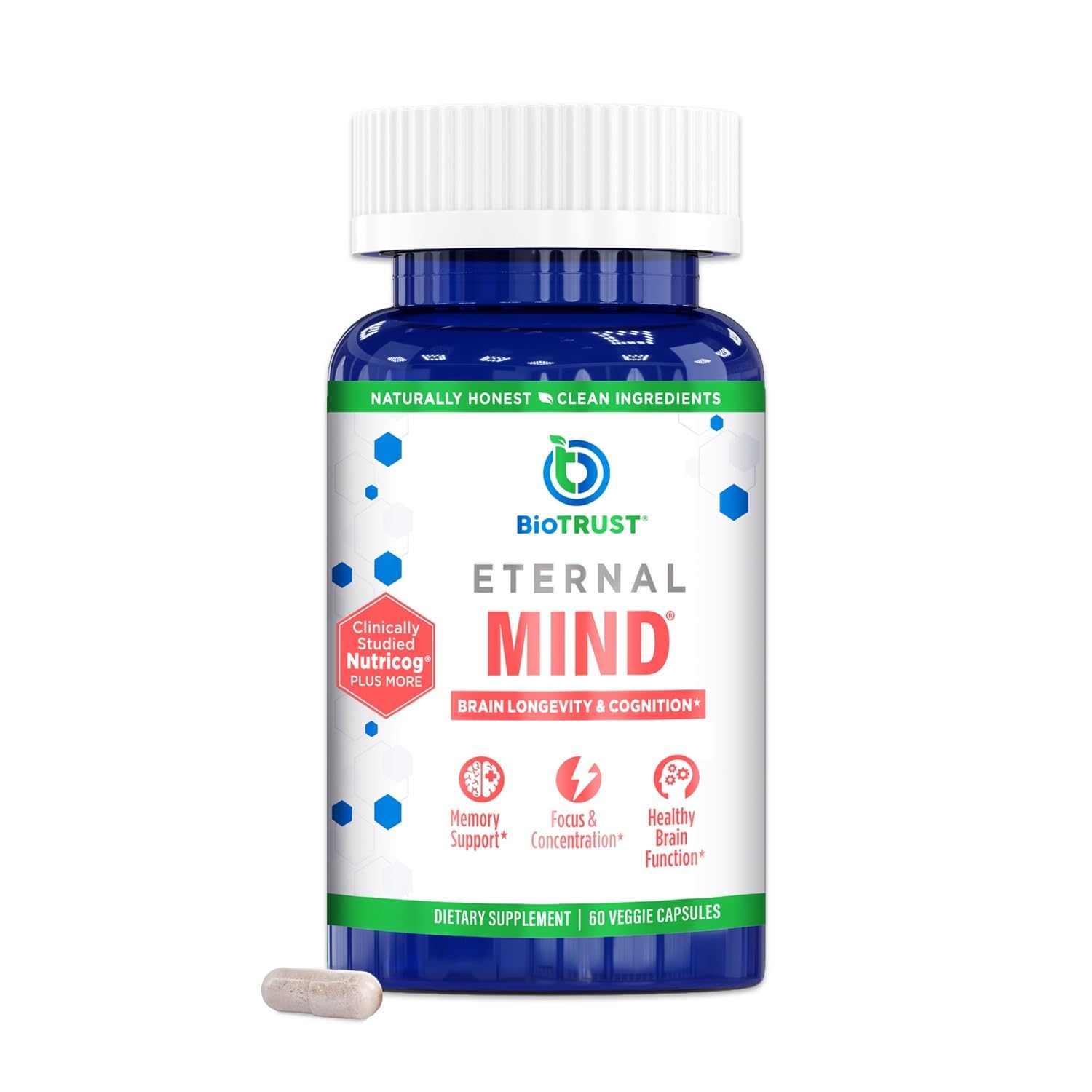 BioTrust Eternal Mind Brain Health Supplement front view