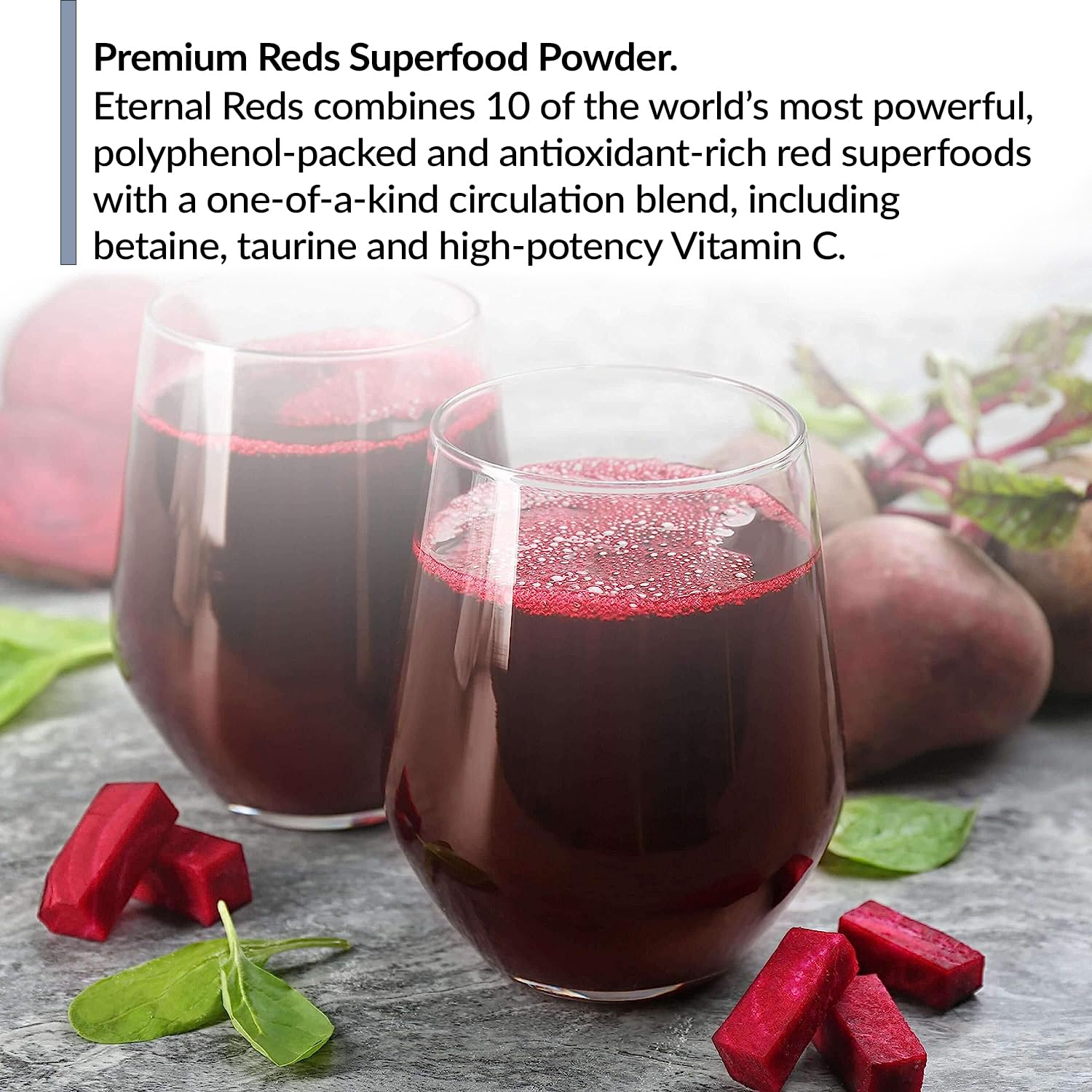 BioTrust Eternal Reds Superfood Powder 259g side view packaging