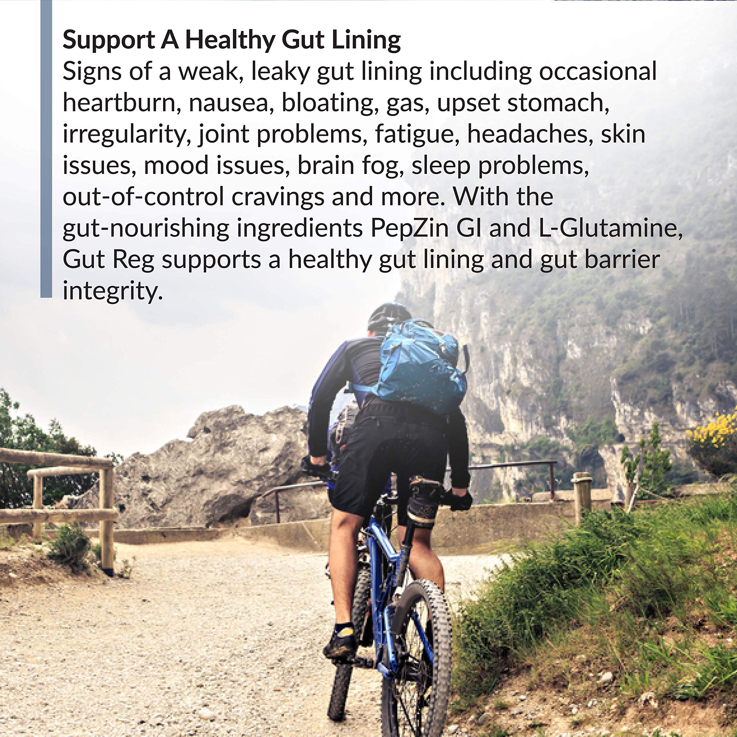 BioTrust Gut Reg 82g supplement back view with ingredients