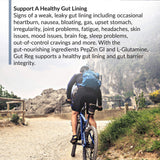 BioTrust Gut Reg 82g supplement back view with ingredients