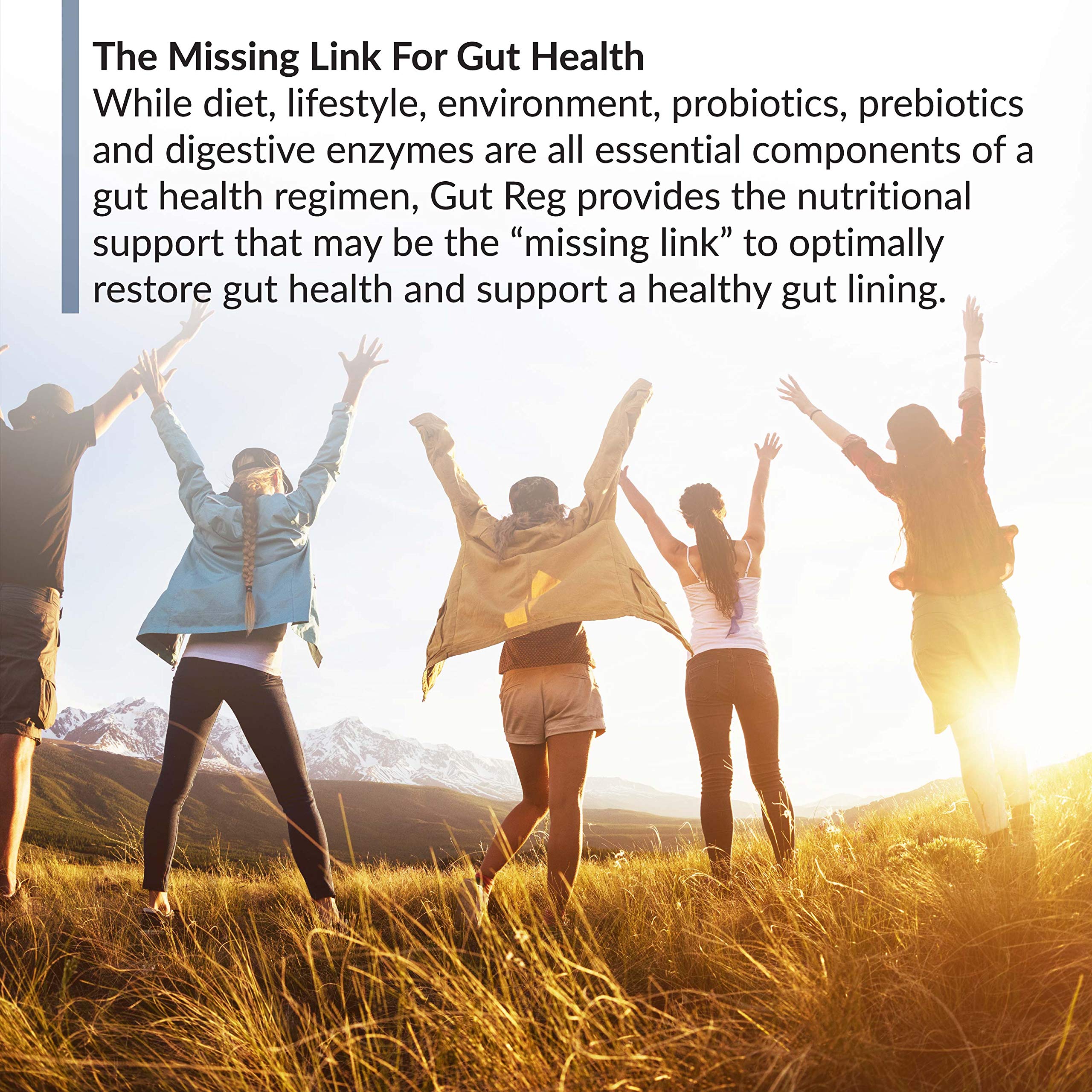 BioTrust Gut Reg 82g supplement with a measuring spoon