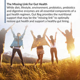 BioTrust Gut Reg 82g supplement with a measuring spoon