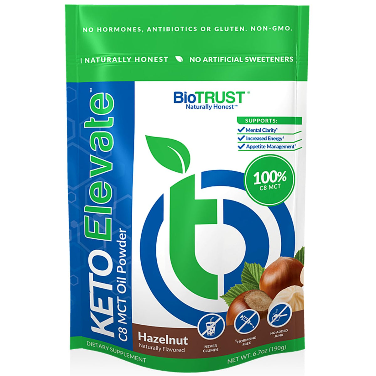 BioTrust MCT Oil 100% Pure Caprylic Acid C8 front view