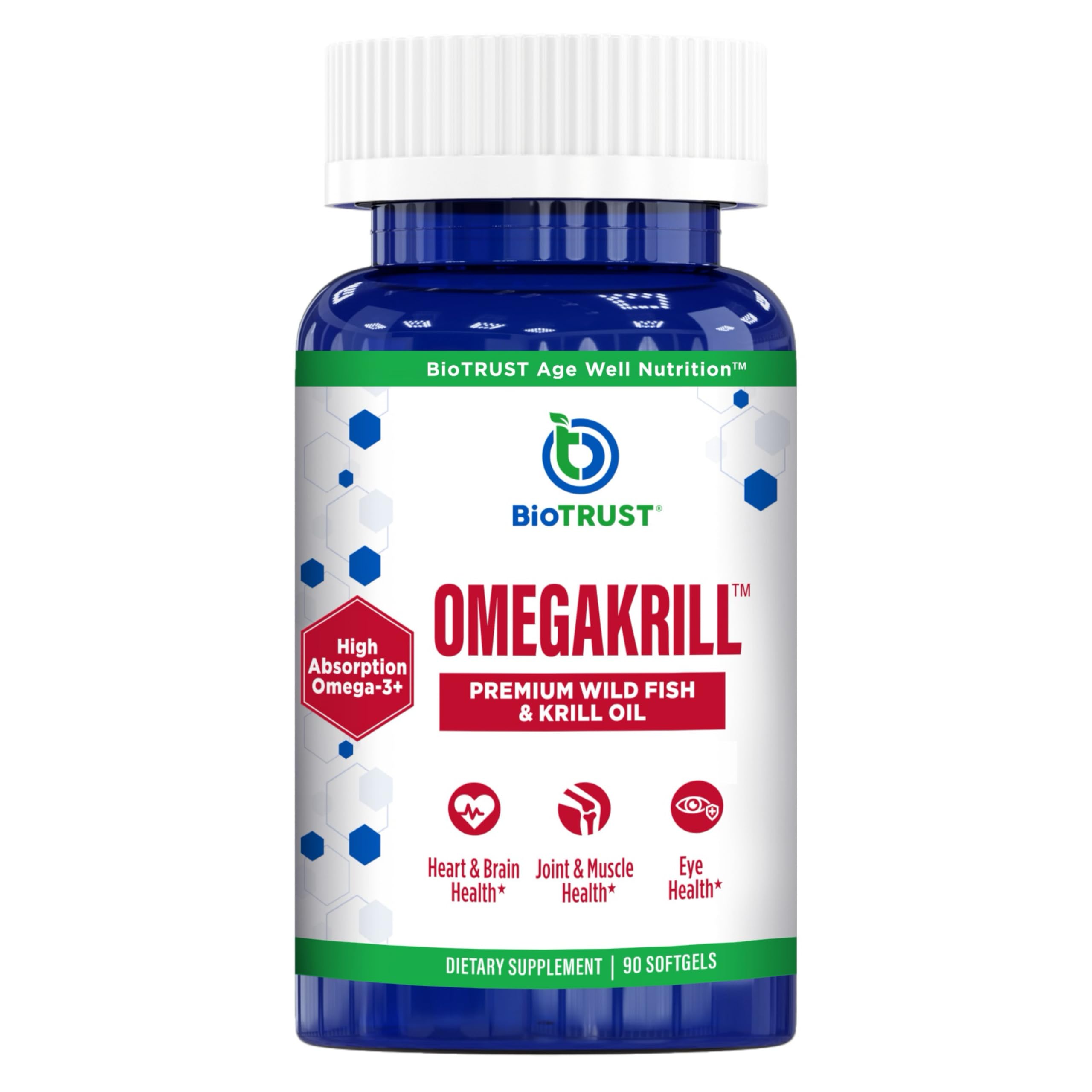 BioTrust OmegaKrill Krill Oil Softgels front view with packaging