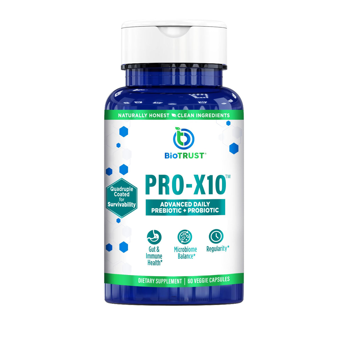 BioTrust Pro-X10 Prebiotic Probiotic Supplement front view