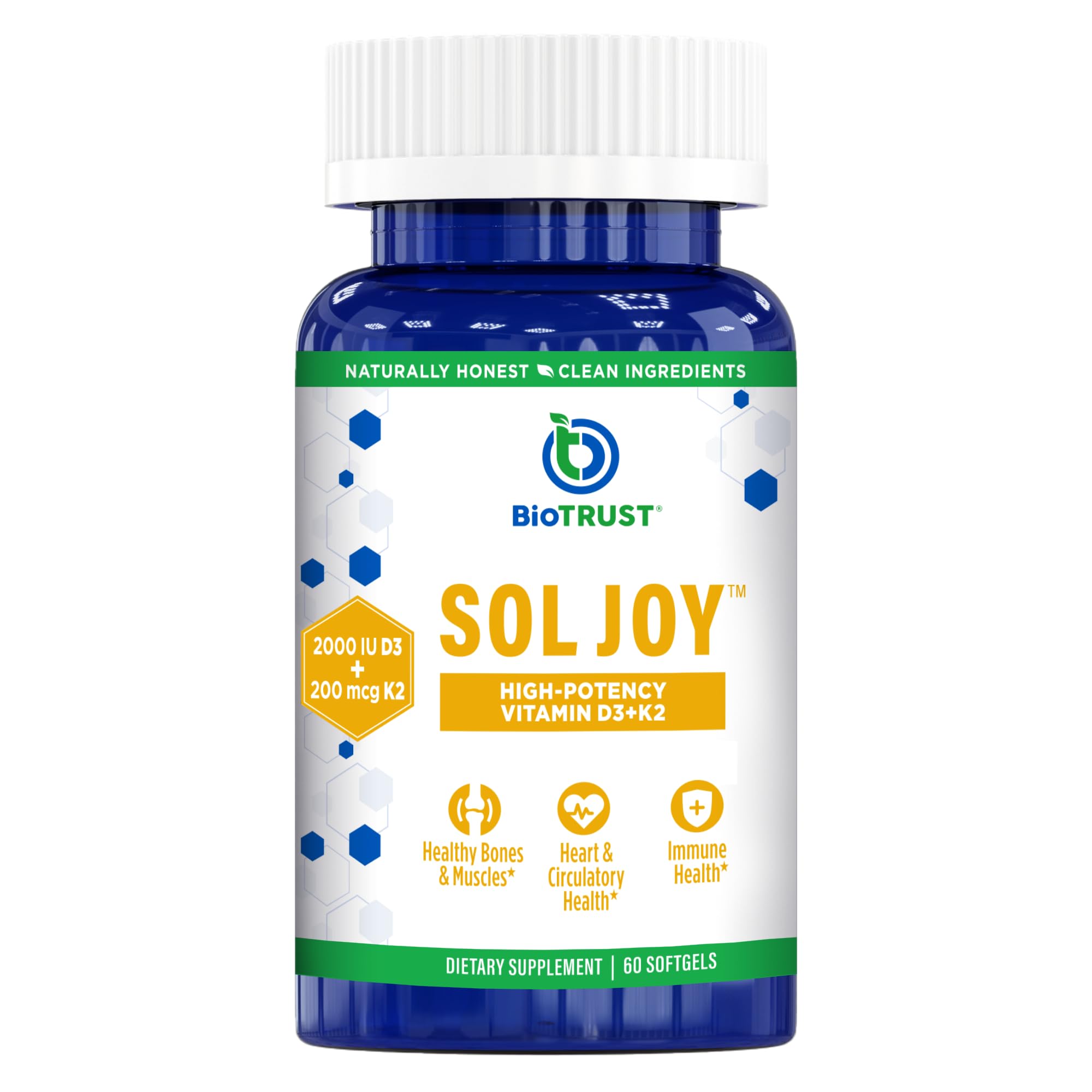 BioTrust Sol Joy Vitamin D3 & K2 Softgels front view