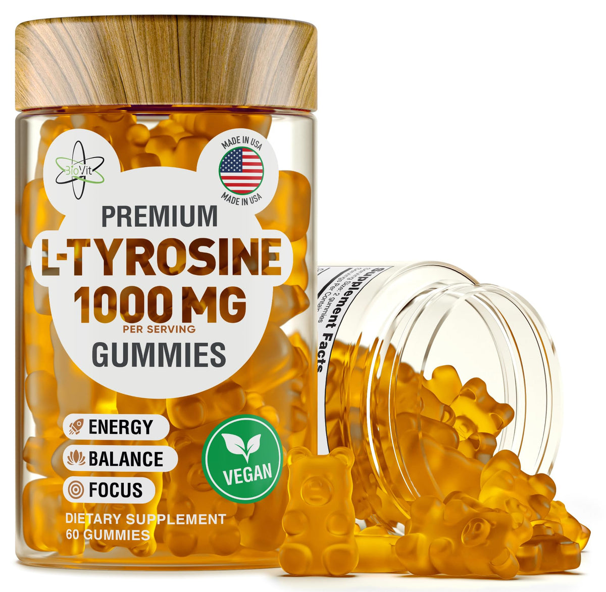 BioVit L-Tyrosine Gummies 1000mg front view