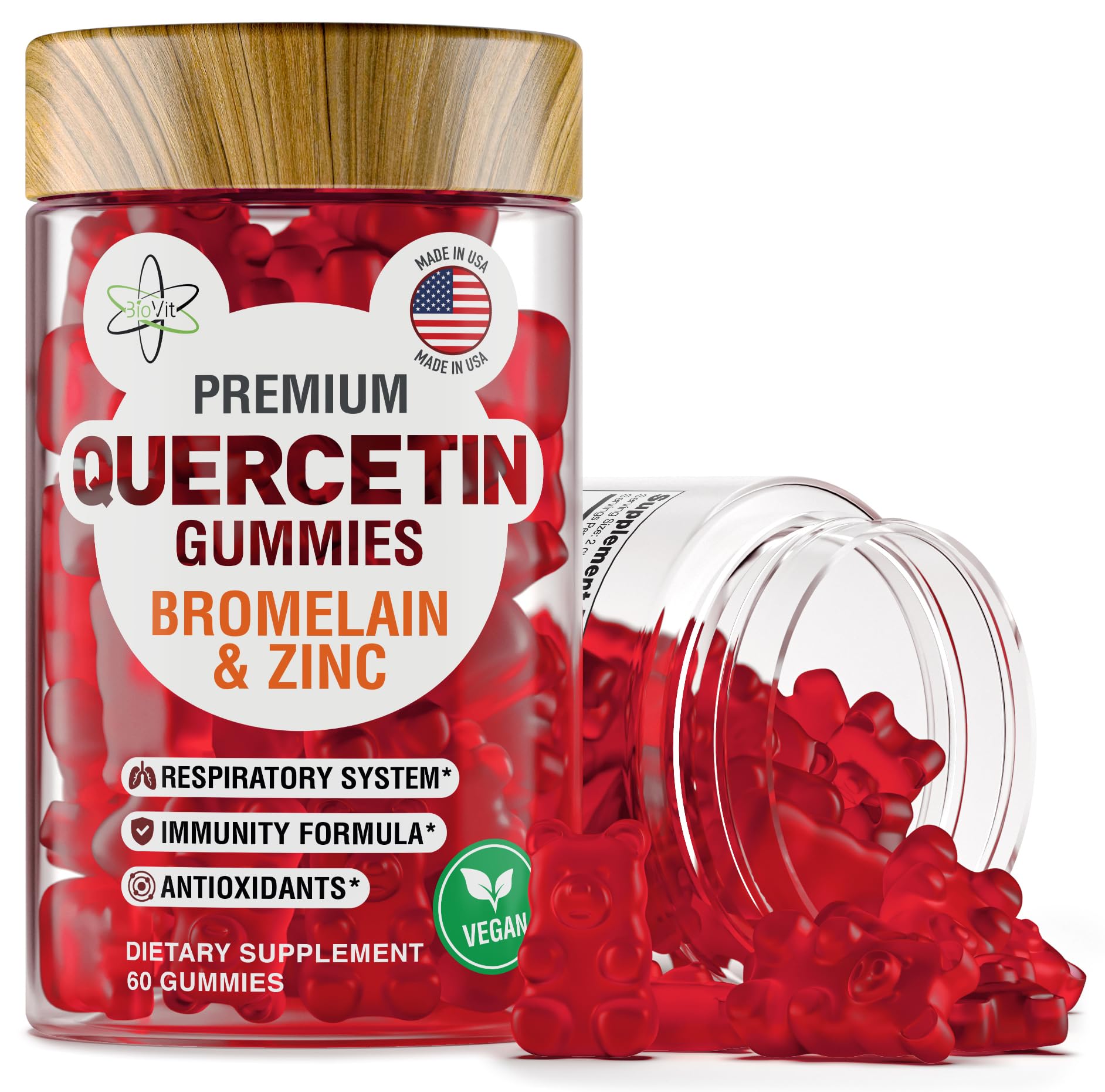 BioVit Quercetin Gummies 500mg front view with packaging