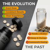 BIOVOLT Creatine Monohydrate tablets on a wooden surface