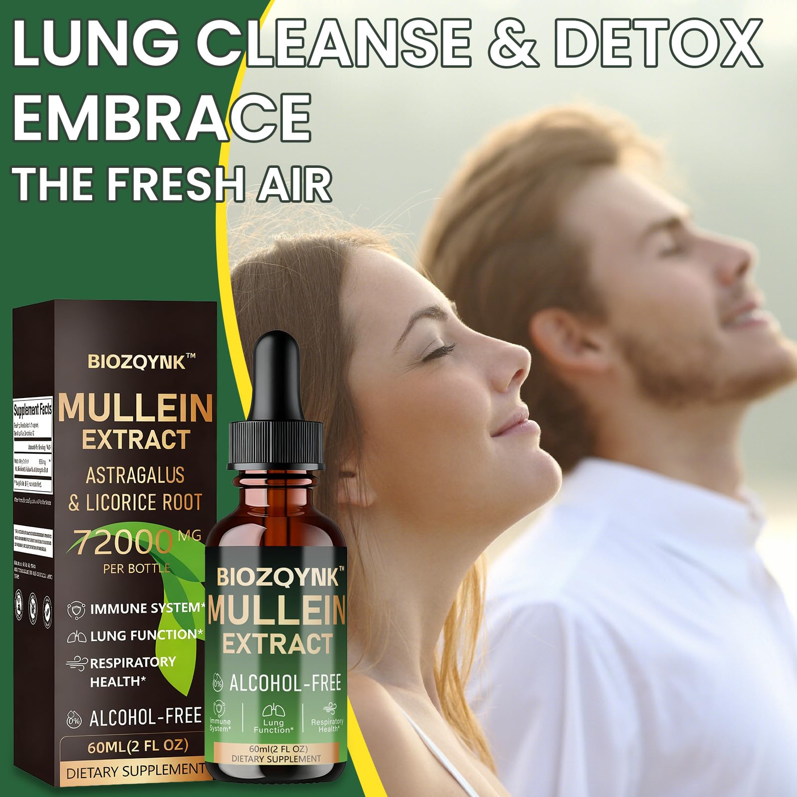 BIOZQYNK Mullein Leaf Liquid Extract 141g with measuring dropper