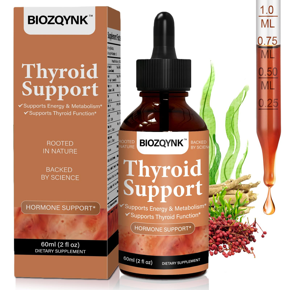 BIOZQYNK Thyroid Extract Supplement liquid bottle front view