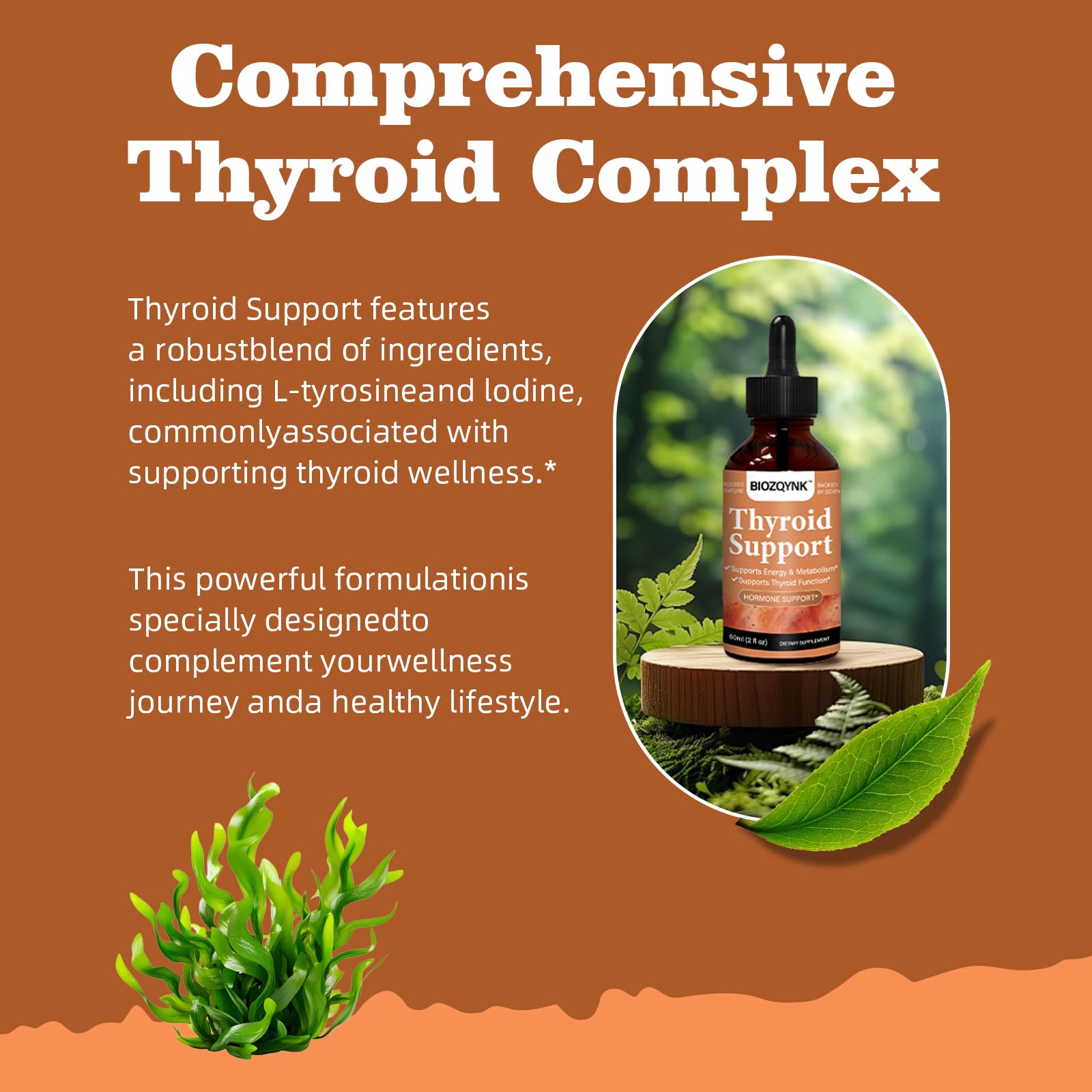 BIOZQYNK Thyroid Extract Supplement liquid drops in a glass