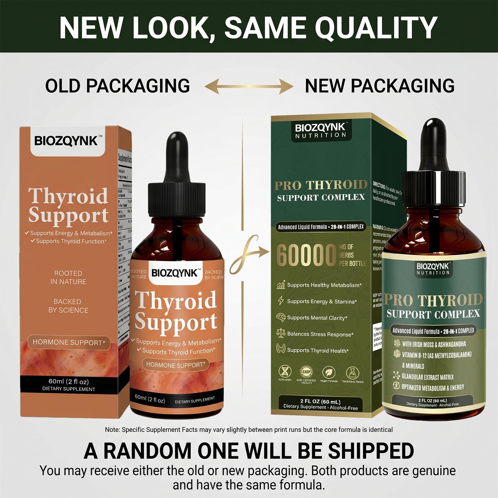 BIOZQYNK Thyroid Extract Supplement on a wooden table