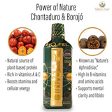 BIQ-FEL Natural Supplement 500ml with a glass of water