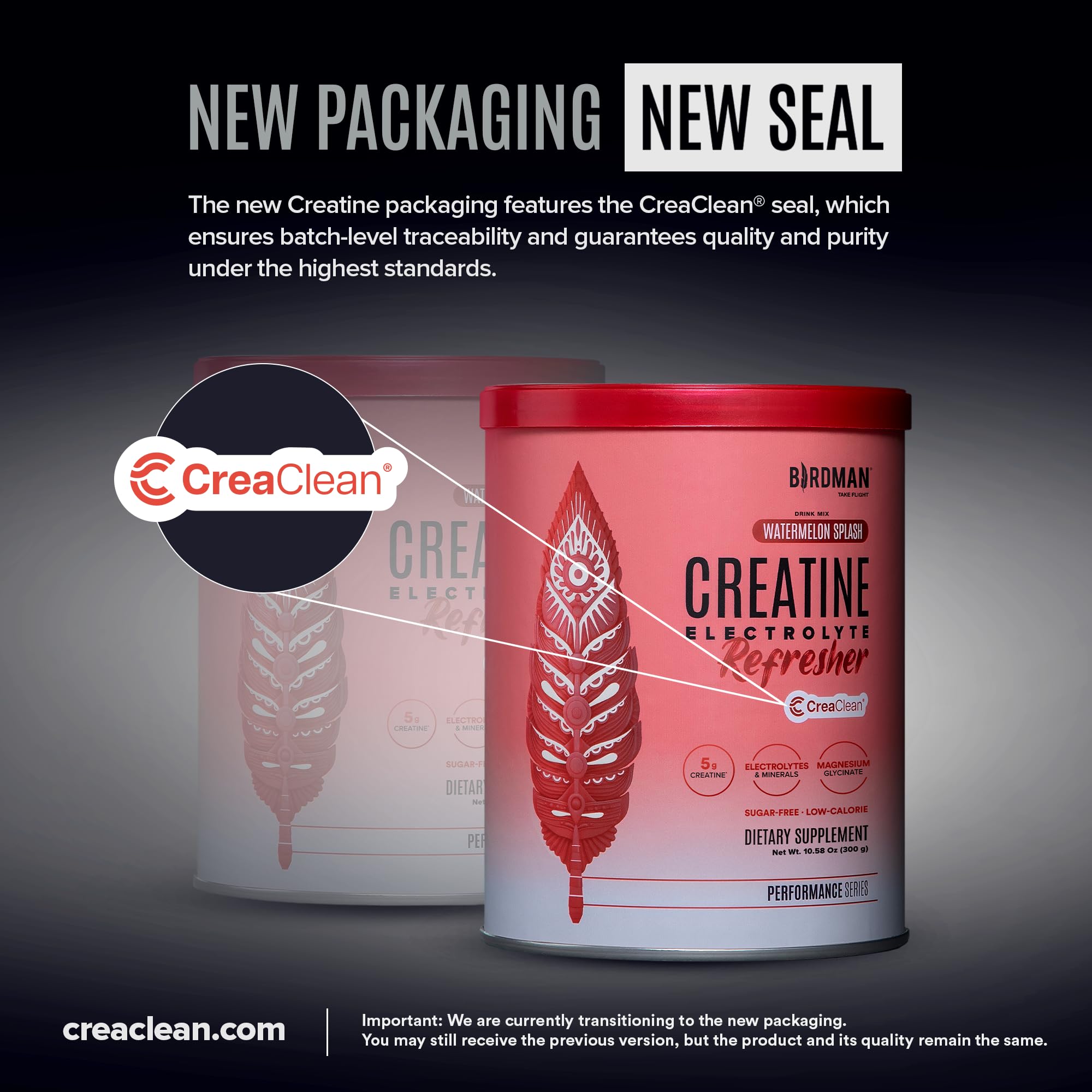 BIRDMAN Creatine Monohydrate 5g packaging on a gym bench