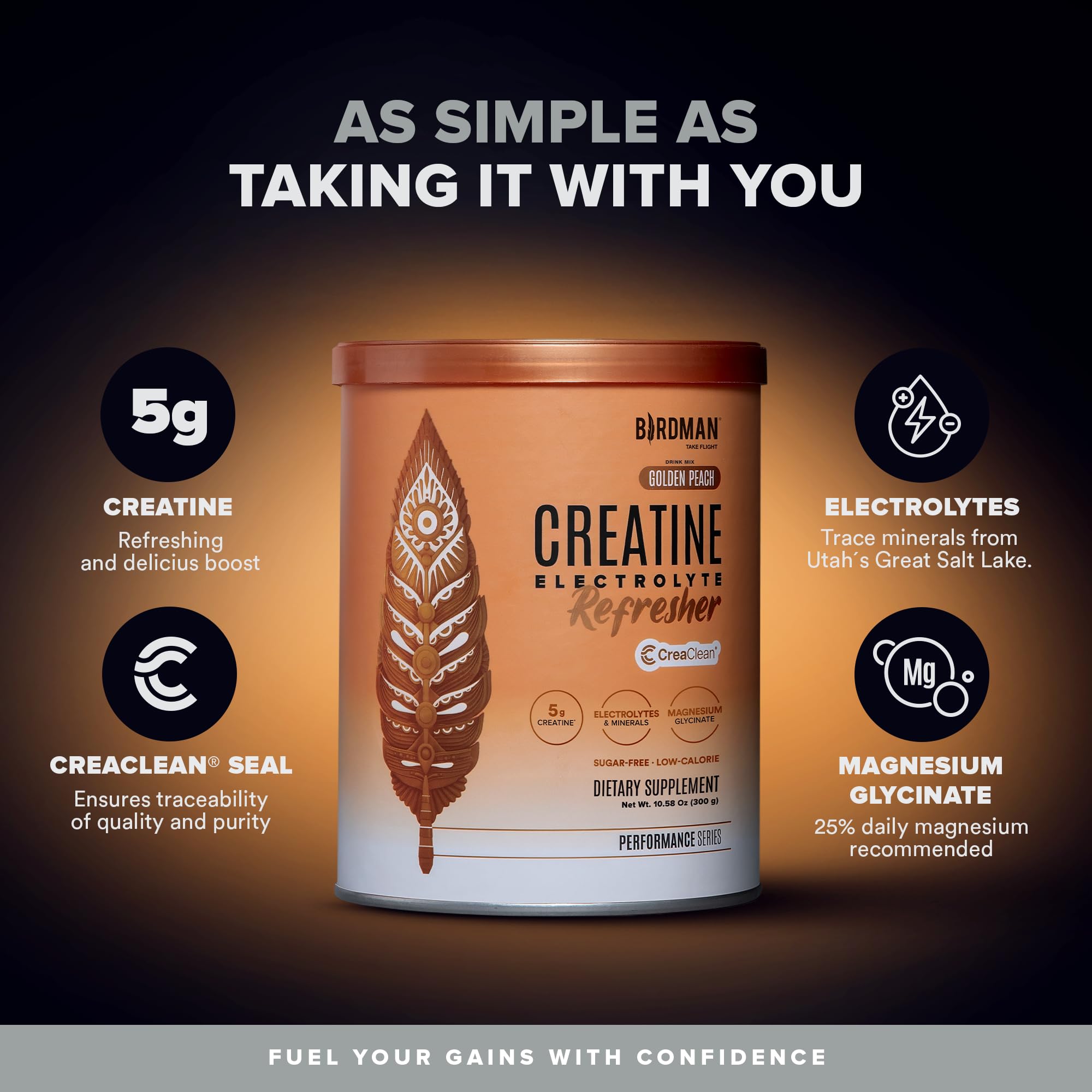 BIRDMAN Creatine Monohydrate 5g scoop showing powder