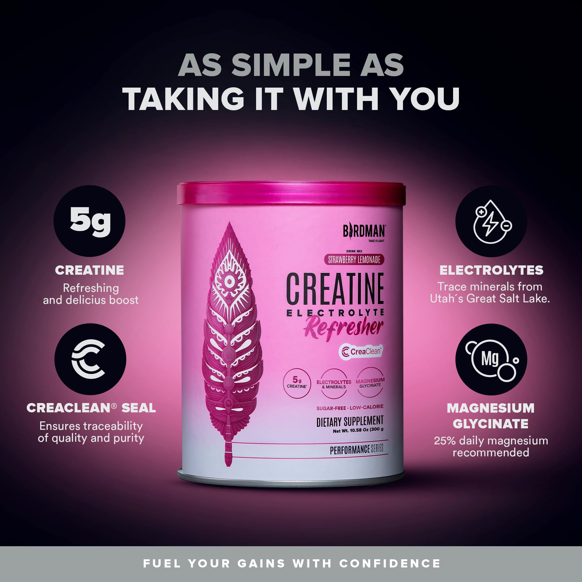 BIRDMAN Creatine Monohydrate 5g serving scoop with powder