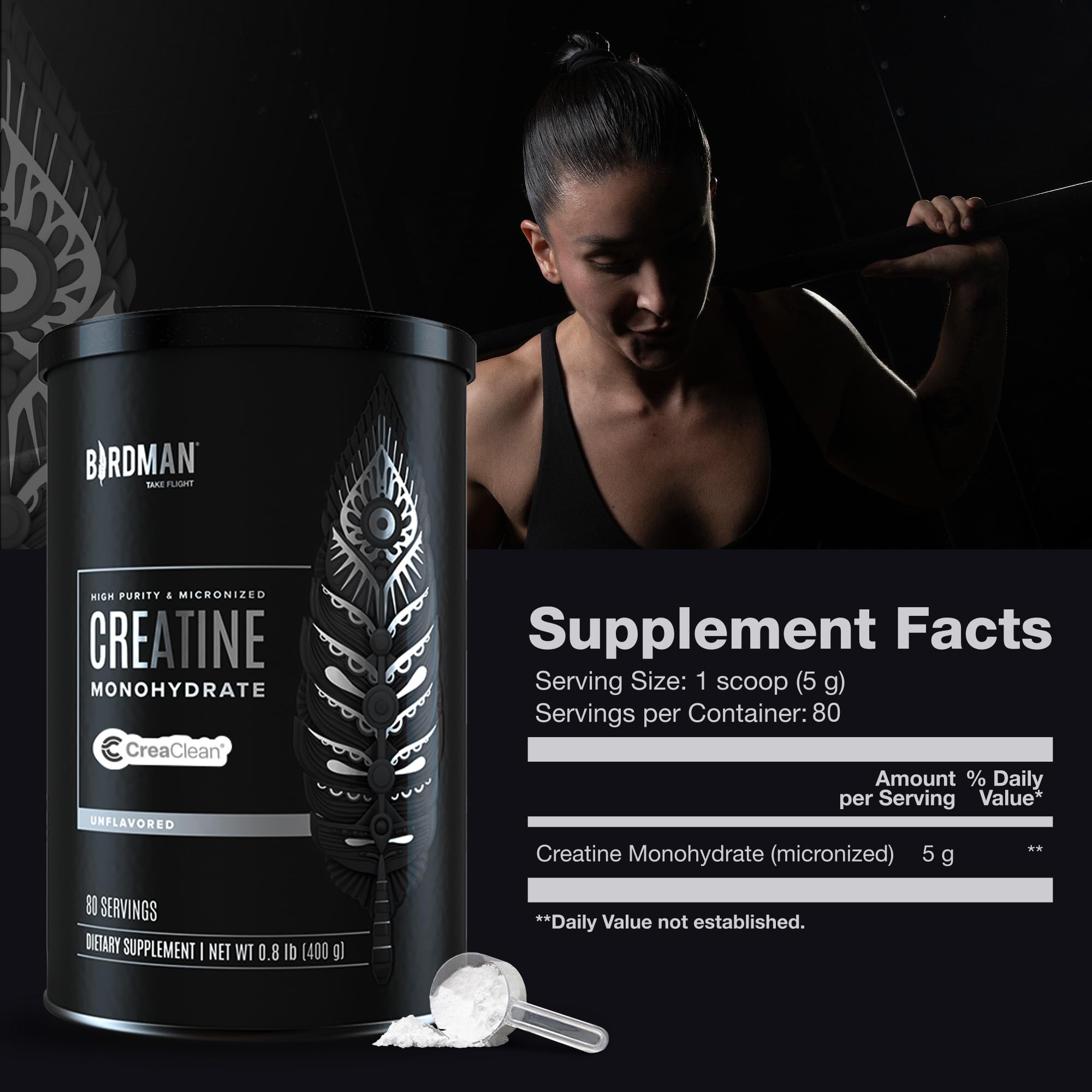 BIRDMAN Creatine Monohydrate Powder 363g mixed in a drink