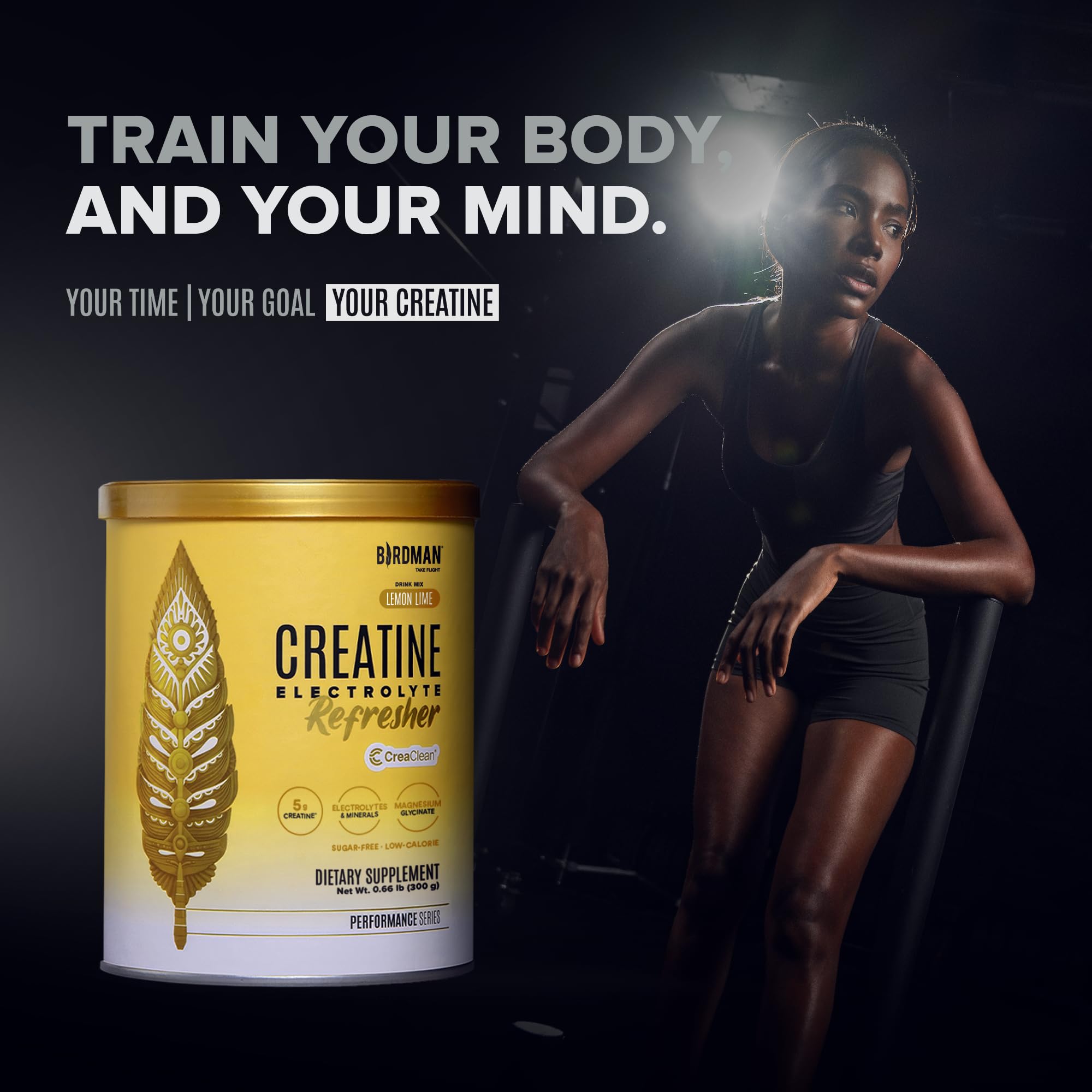 BIRDMAN Creatine Monohydrate side view with nutritional information