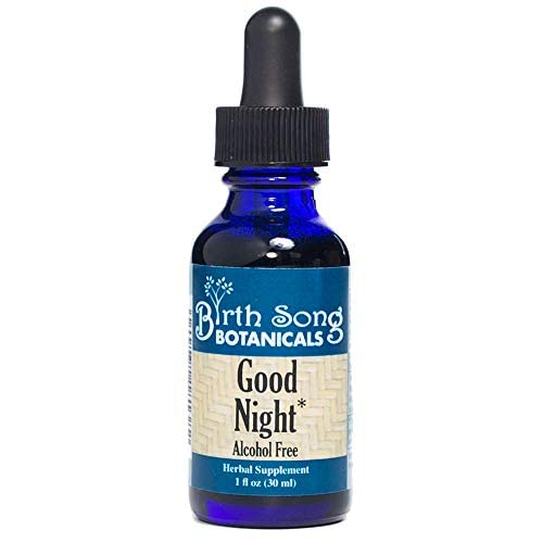 Birth Song Botanicals Good Night Herbal Sleep Tincture on a wooden surface