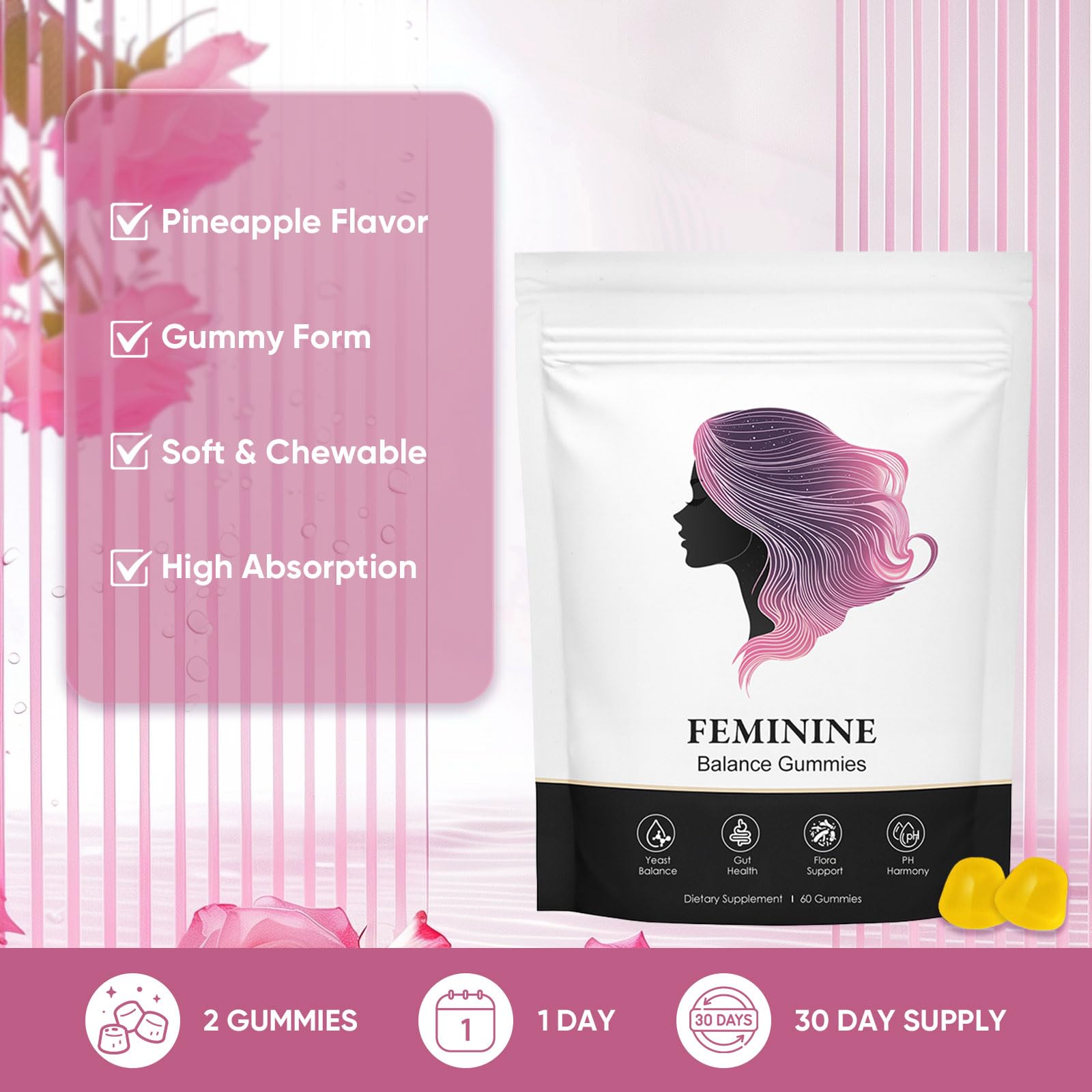 BIWQTY Women’s Probiotics Gummies lifestyle scene with fruit