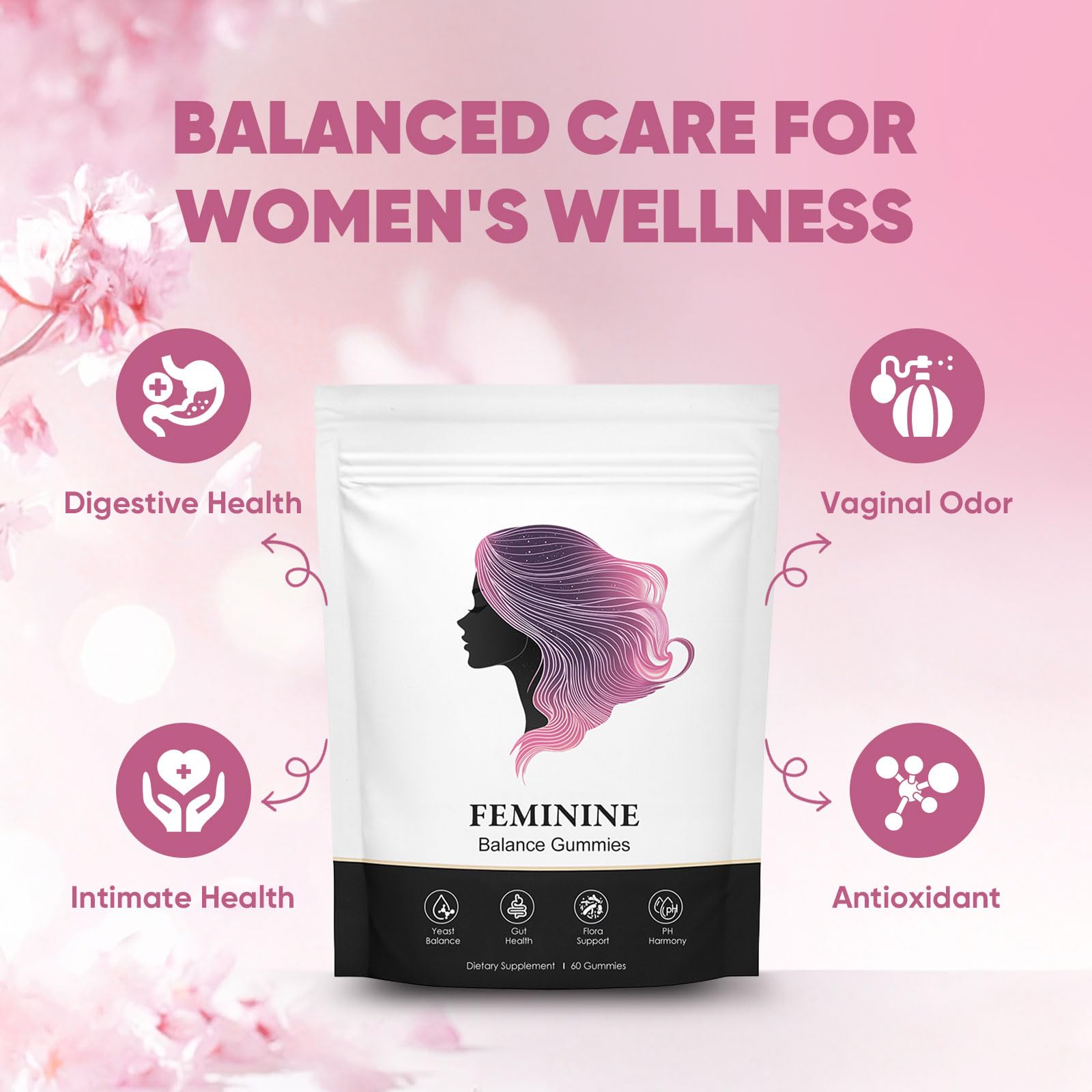 BIWQTY Women’s Probiotics Gummies nutritional information on back