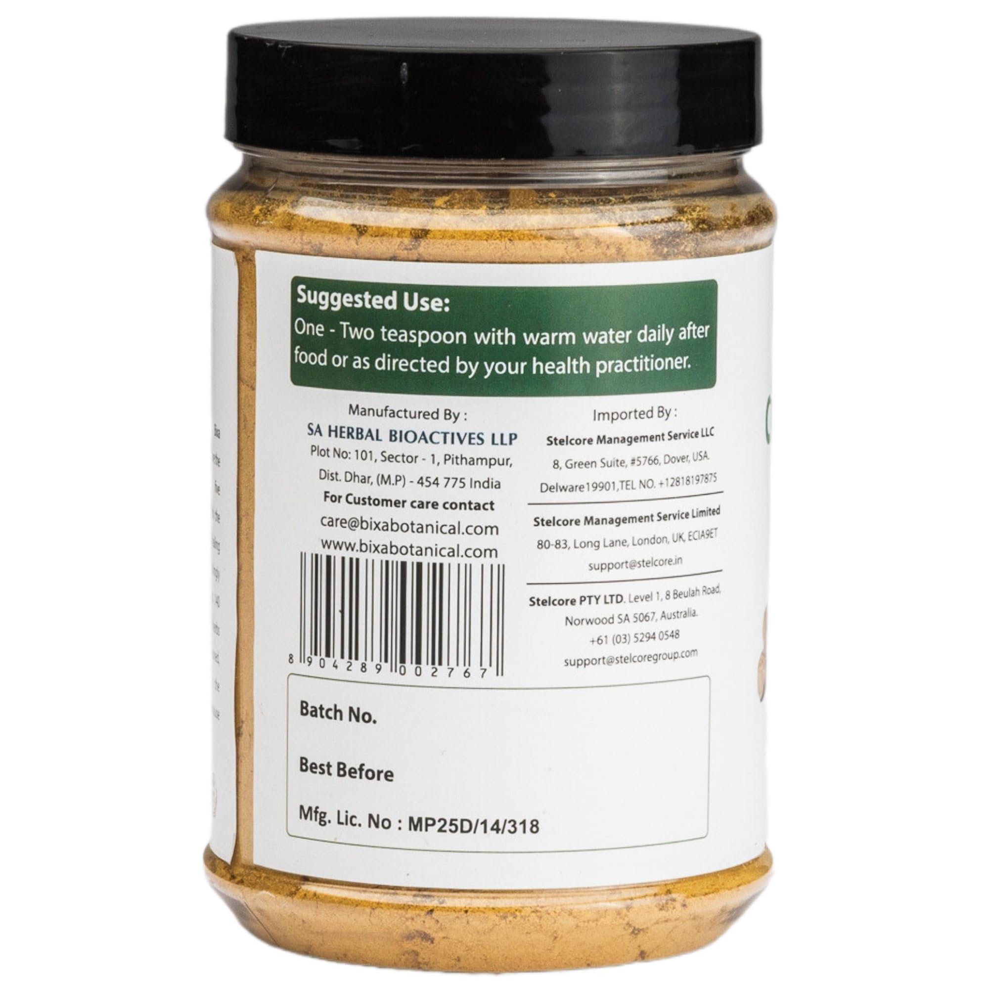bixa BOTANICAL Calamus Root Powder nutritional information