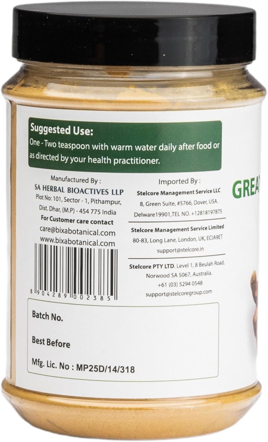 Bixa Botanical Greater Galangal Powder scoop with powder