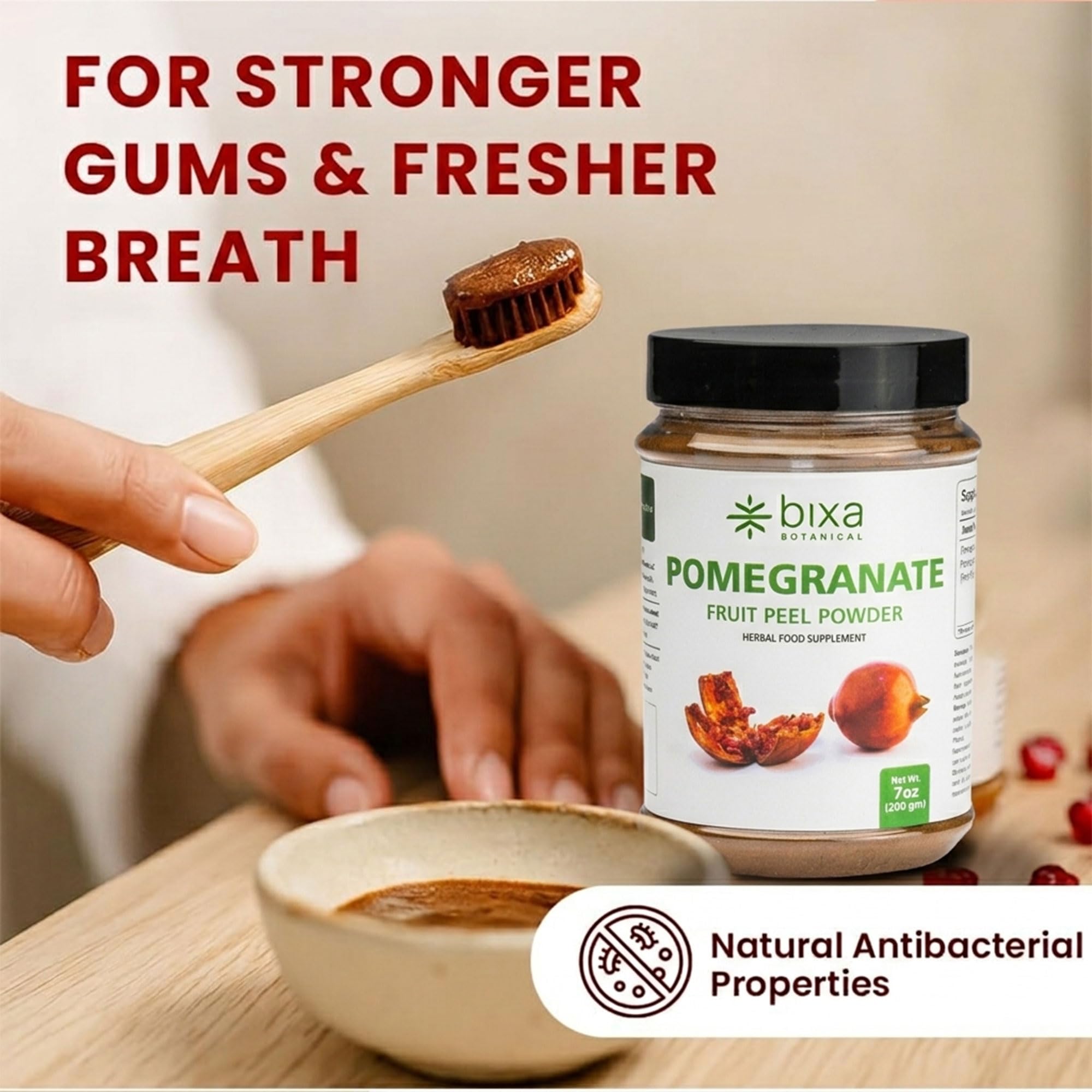 bixa BOTANICAL Pomegranate Peel Powder packaging side view